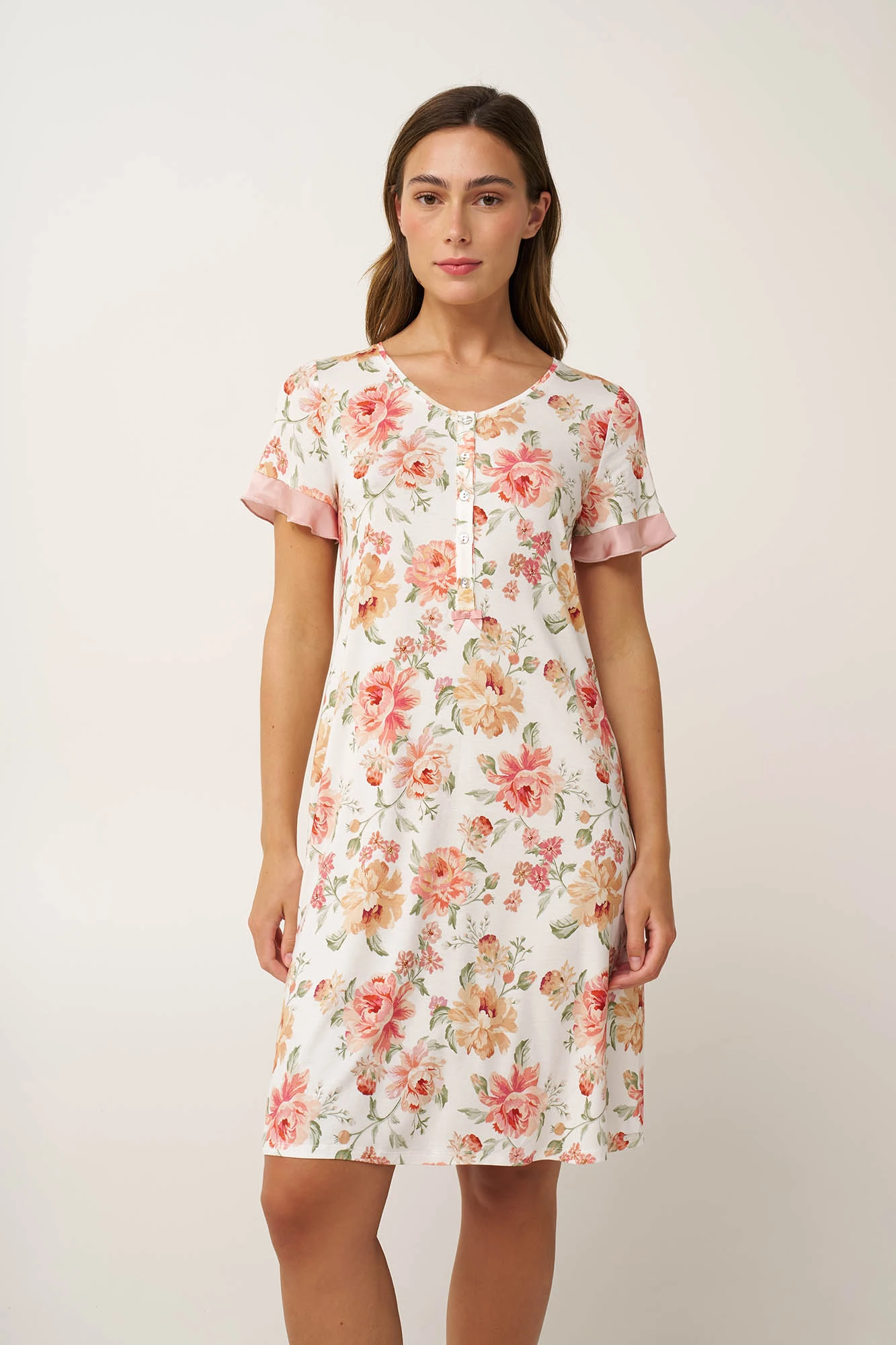 Micromodal Φλοράλ Νυχτικό με Πατιλέτα