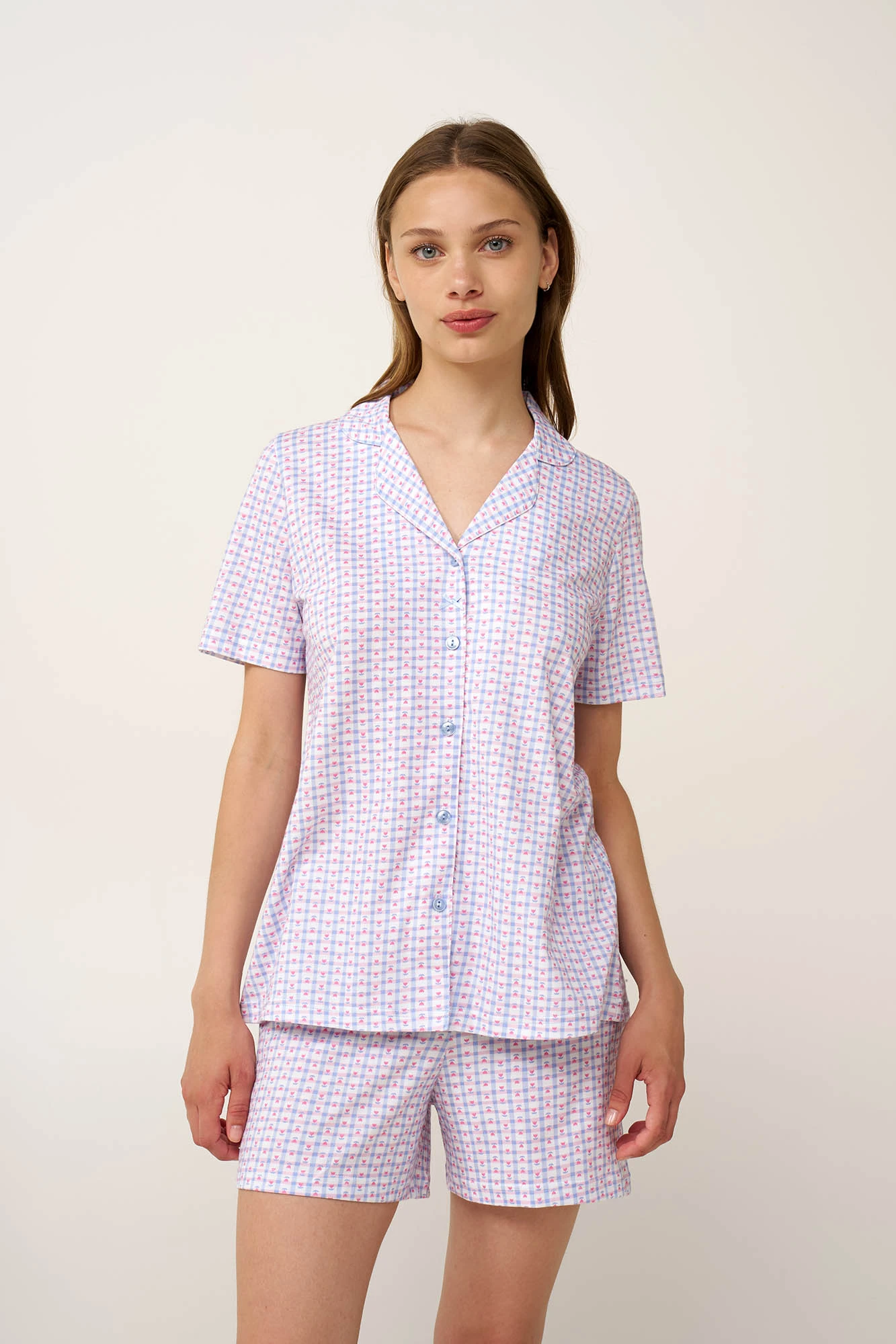 1_0453678082 Γυναικεία Βαμβακερή Κουμπωτή Πυτζάμα