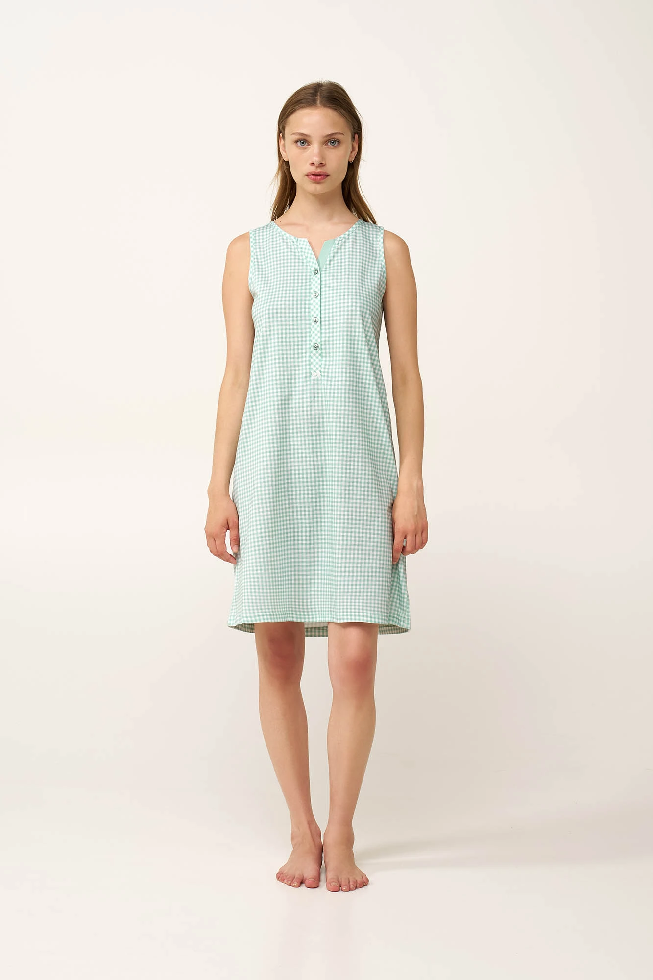 1_0460891949 Αμάνικο Βαμβακερό Νυχτικό με Πατιλέτα