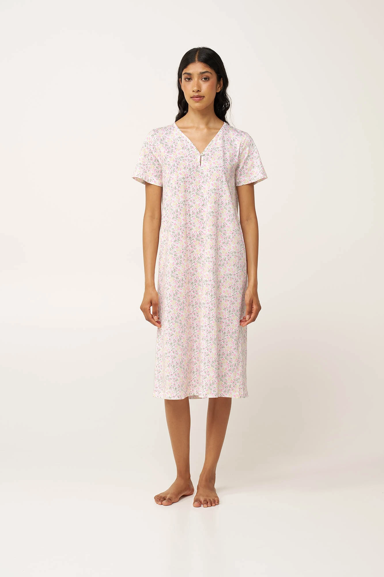 1_0478618240 Βαμβακερό Νυχτικό με V