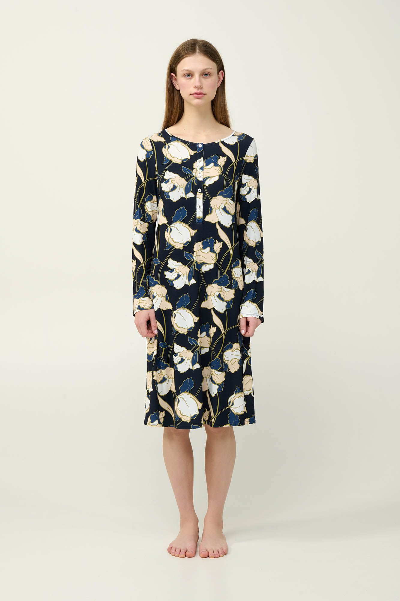 Φλοράλ Νυχτικό Viscose με Πατιλέτα