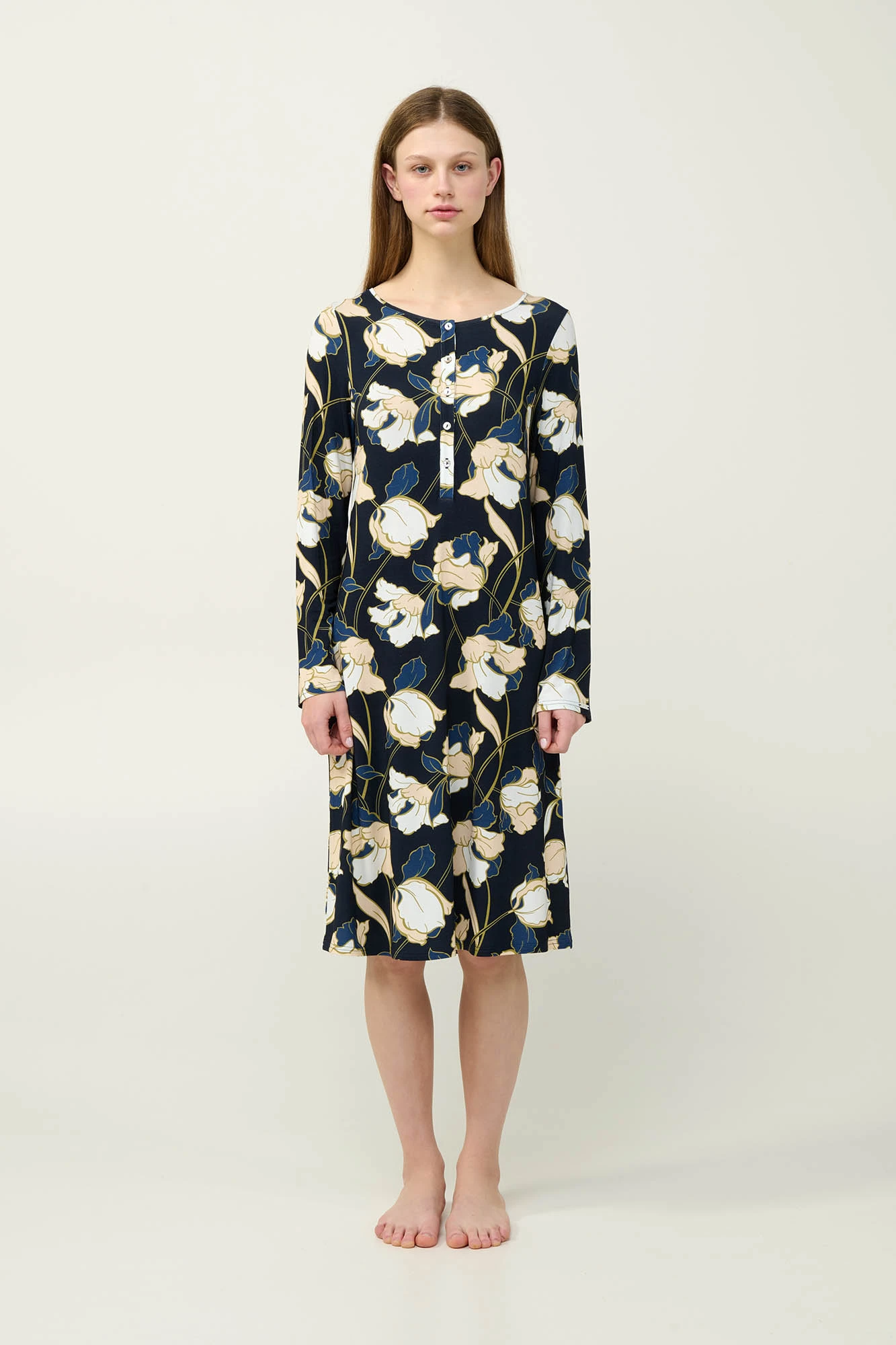 Φλοράλ Νυχτικό Viscose με Πατιλέτα