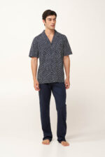 Κουμπωτή Ανδρική Πυτζάμα με Μακρύ Παντελόνι