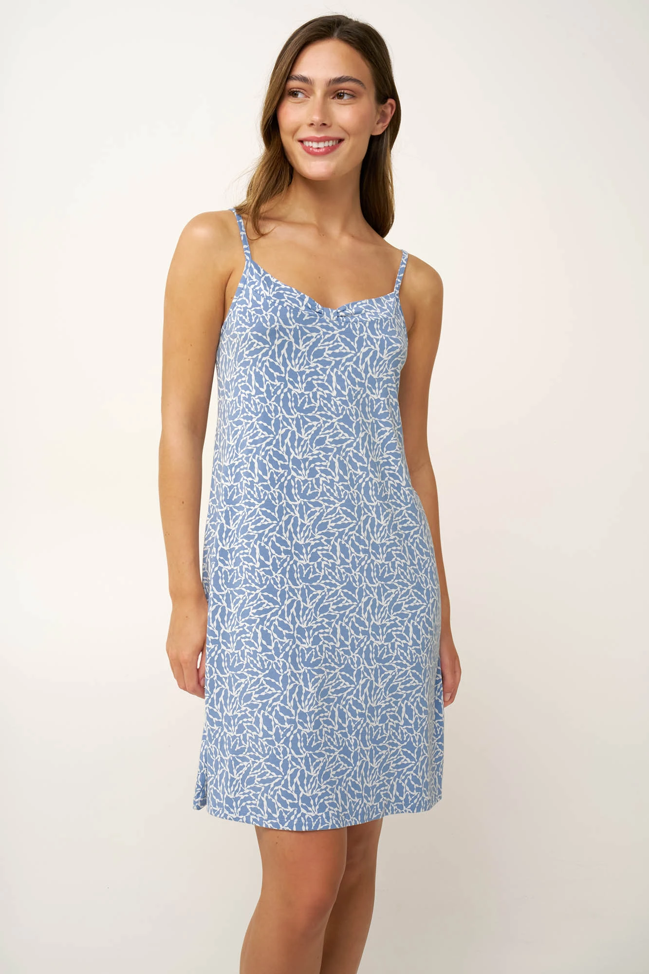 Φλοράλ Νυχτικό Micromodal με Τιράντες