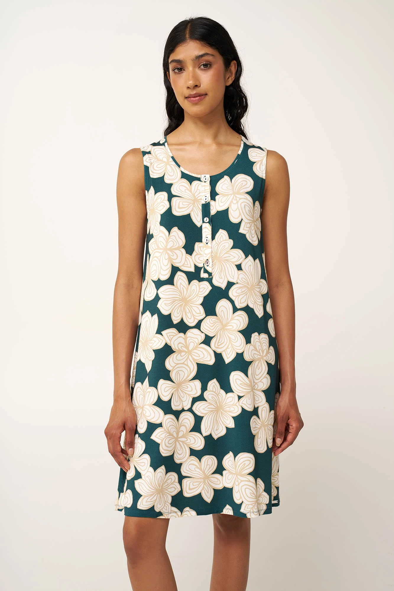 1_0500718596 Micromodal Φλοράλ Νυχτικό με Πατιλέτα