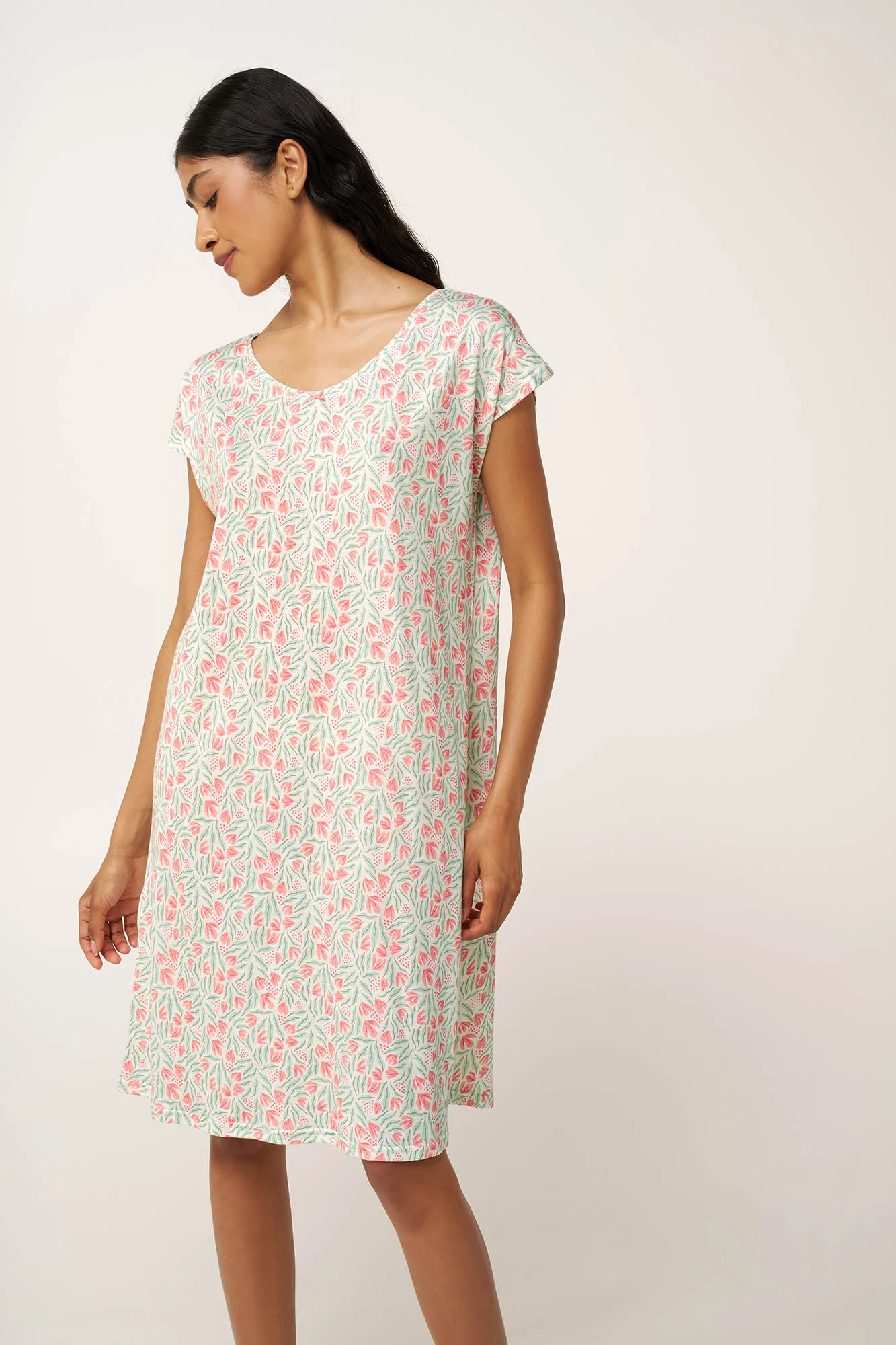 1_0545311265 Γυναικείο Φλοράλ Νυχτικό Cotton-Modal