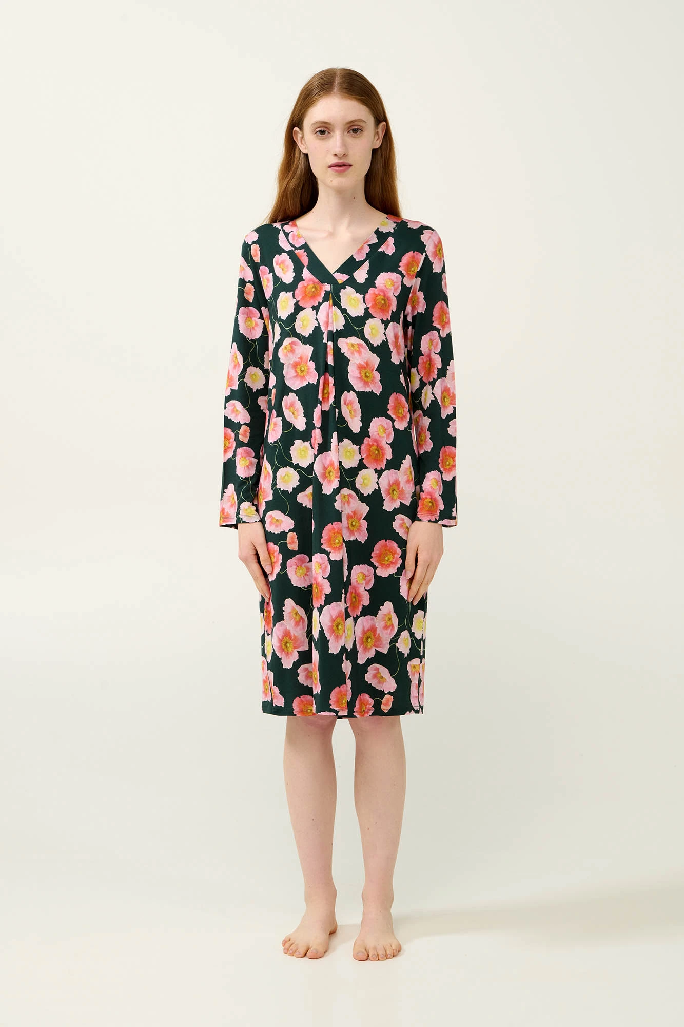 Φλοράλ Νυχτικό Micromodal με Πιέτα