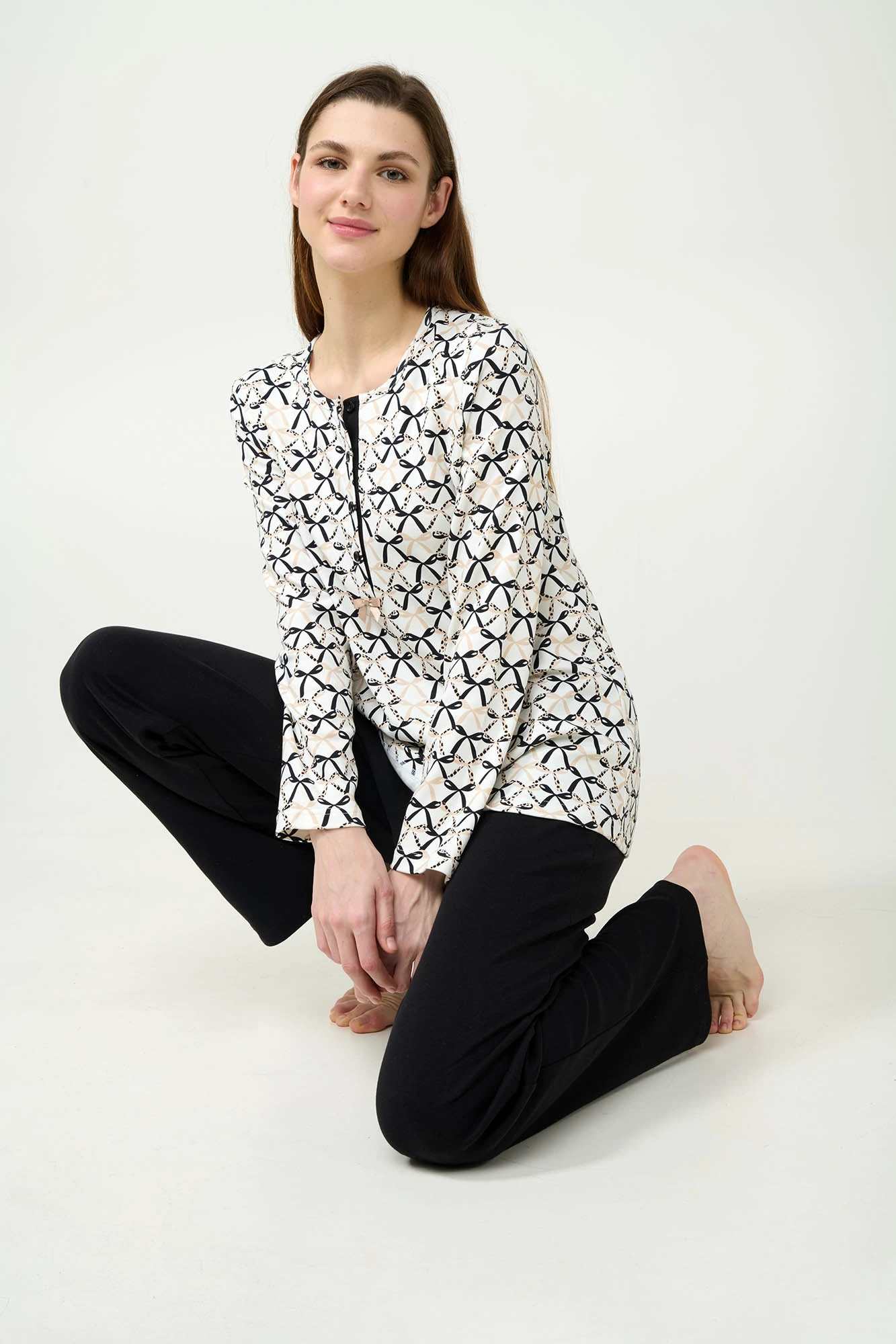 1_0566643641 Βαμβακερή Γυναικεία Πυτζάμα με Πατιλέτα