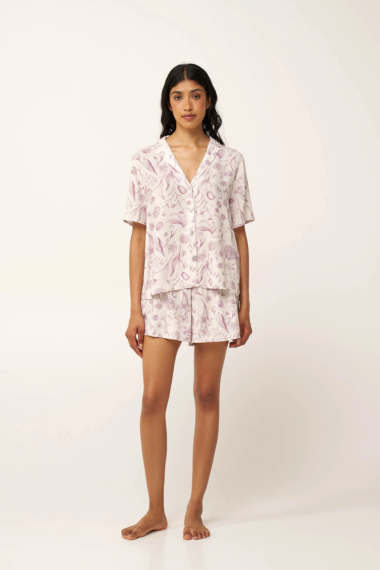 1_0594390734 Γυναικεία Κουμπωτή Φλοράλ Πυτζάμα