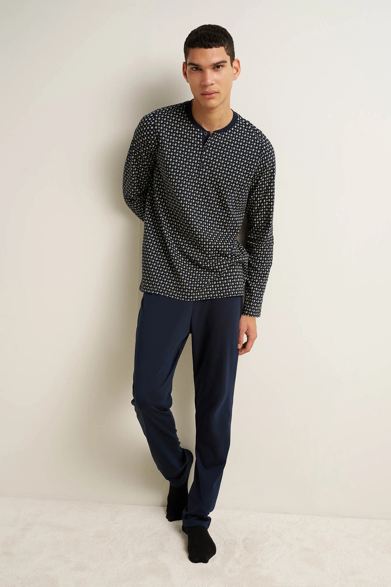 1_0601233658 Ανδρική Βαμβακερή Πυζάμα με Πατιλέτα