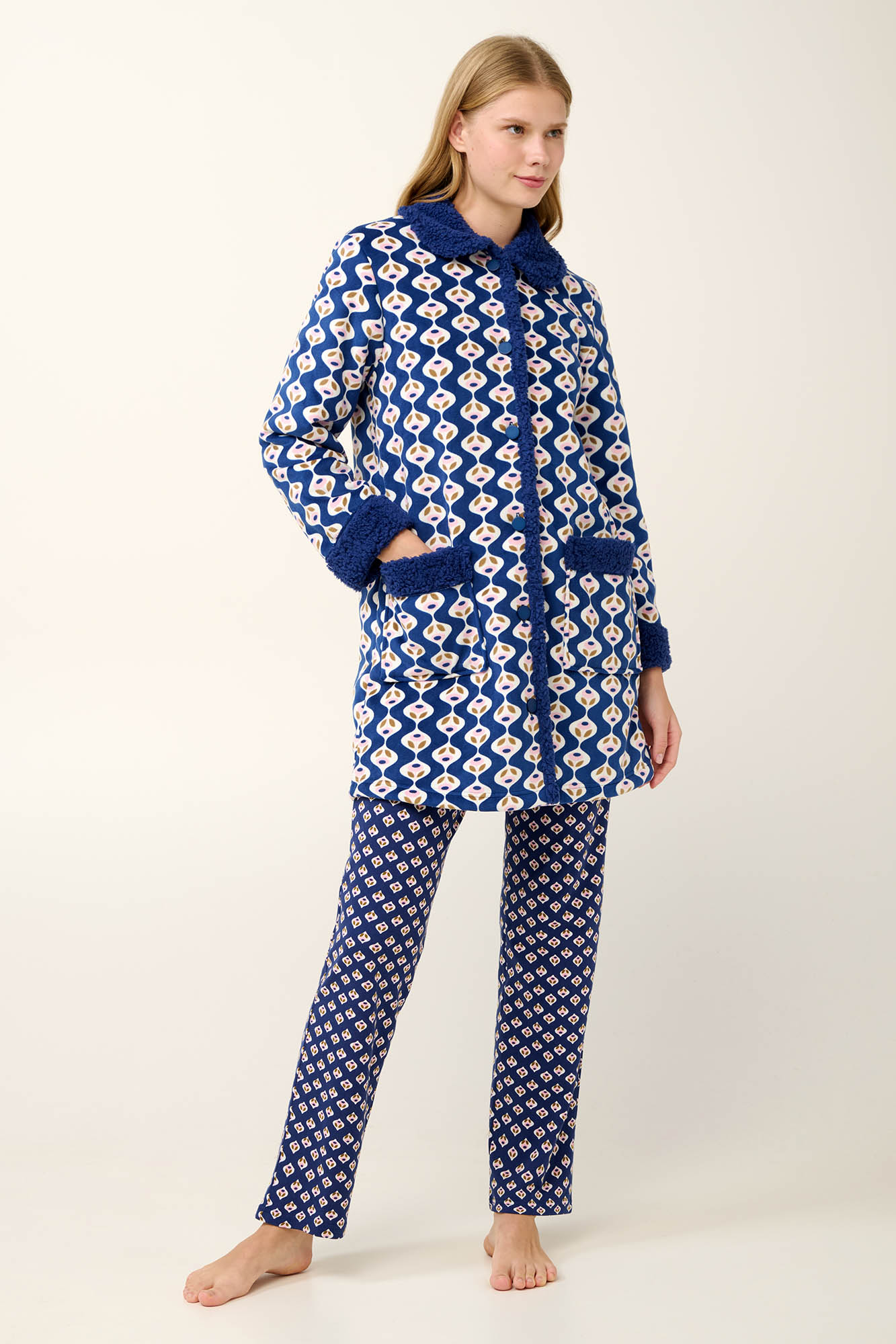 Γυναικεία Ρόμπα Fleece με Κουμπιά