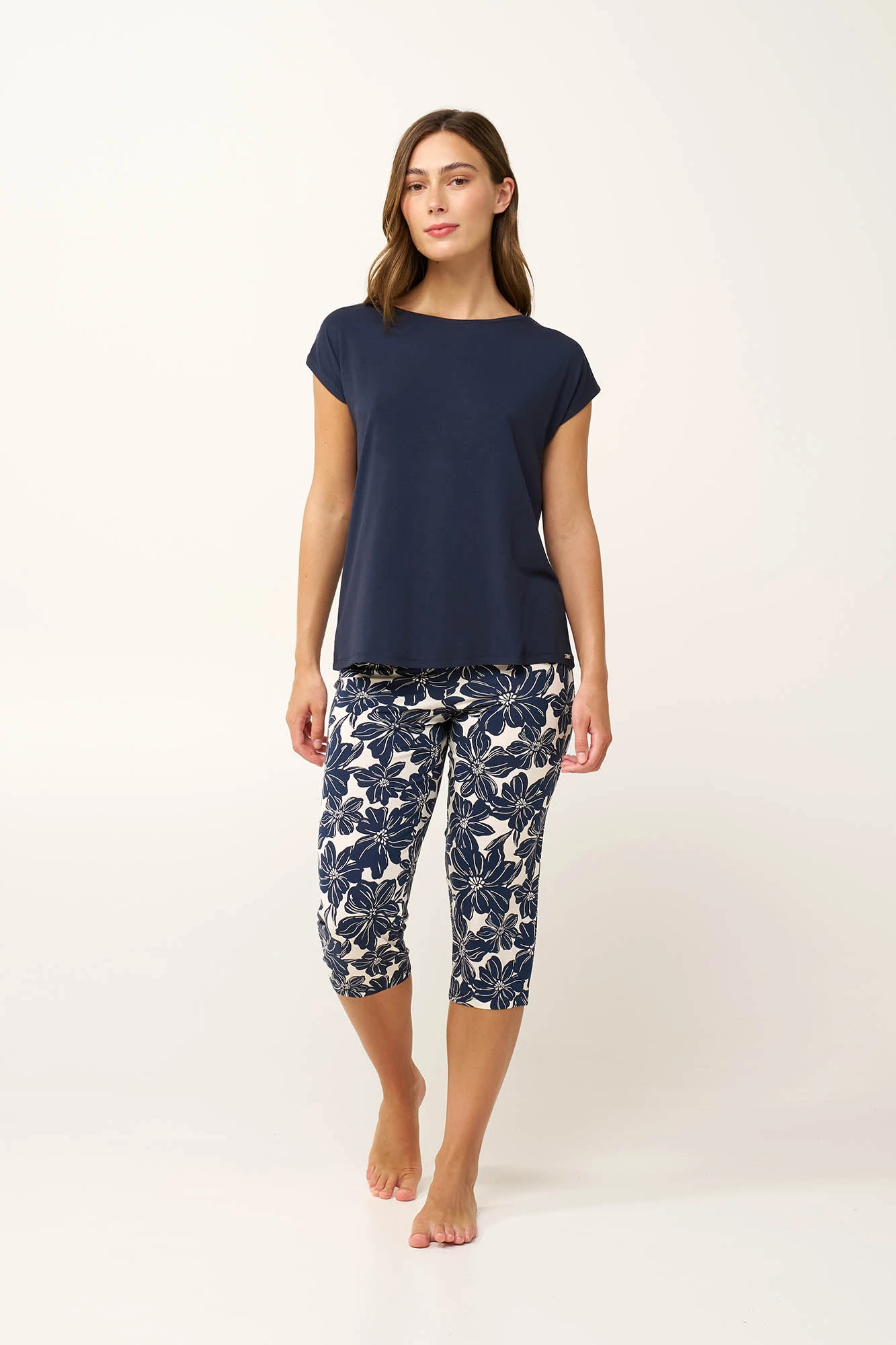 1_0621087399 Γυναικεία Micromodal Πυτζάμα Κάπρι Παντελόνι