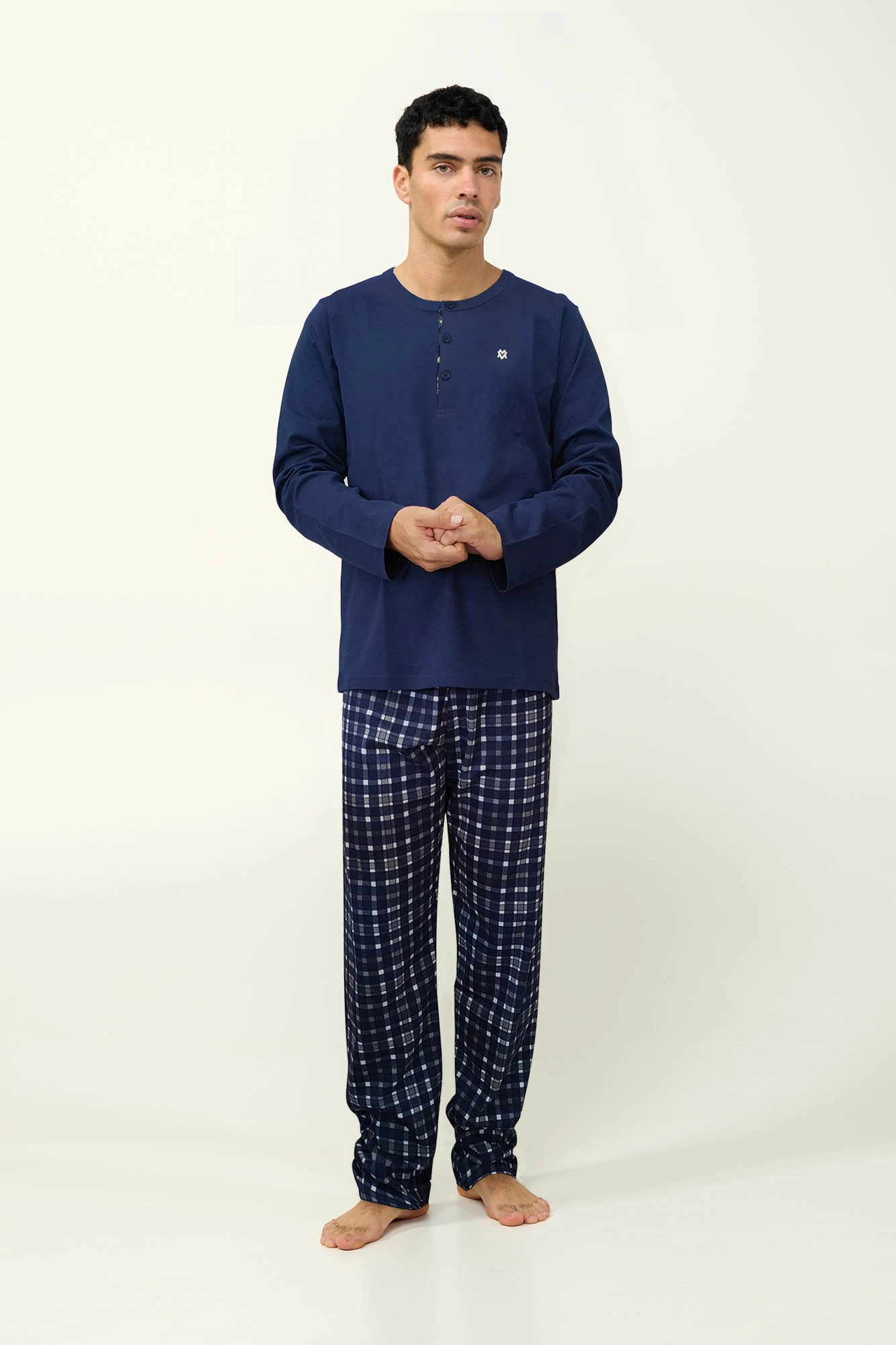 1_0630014392 Ανδρική Βαμβακερή Πυτζάμα με Πατιλέτα