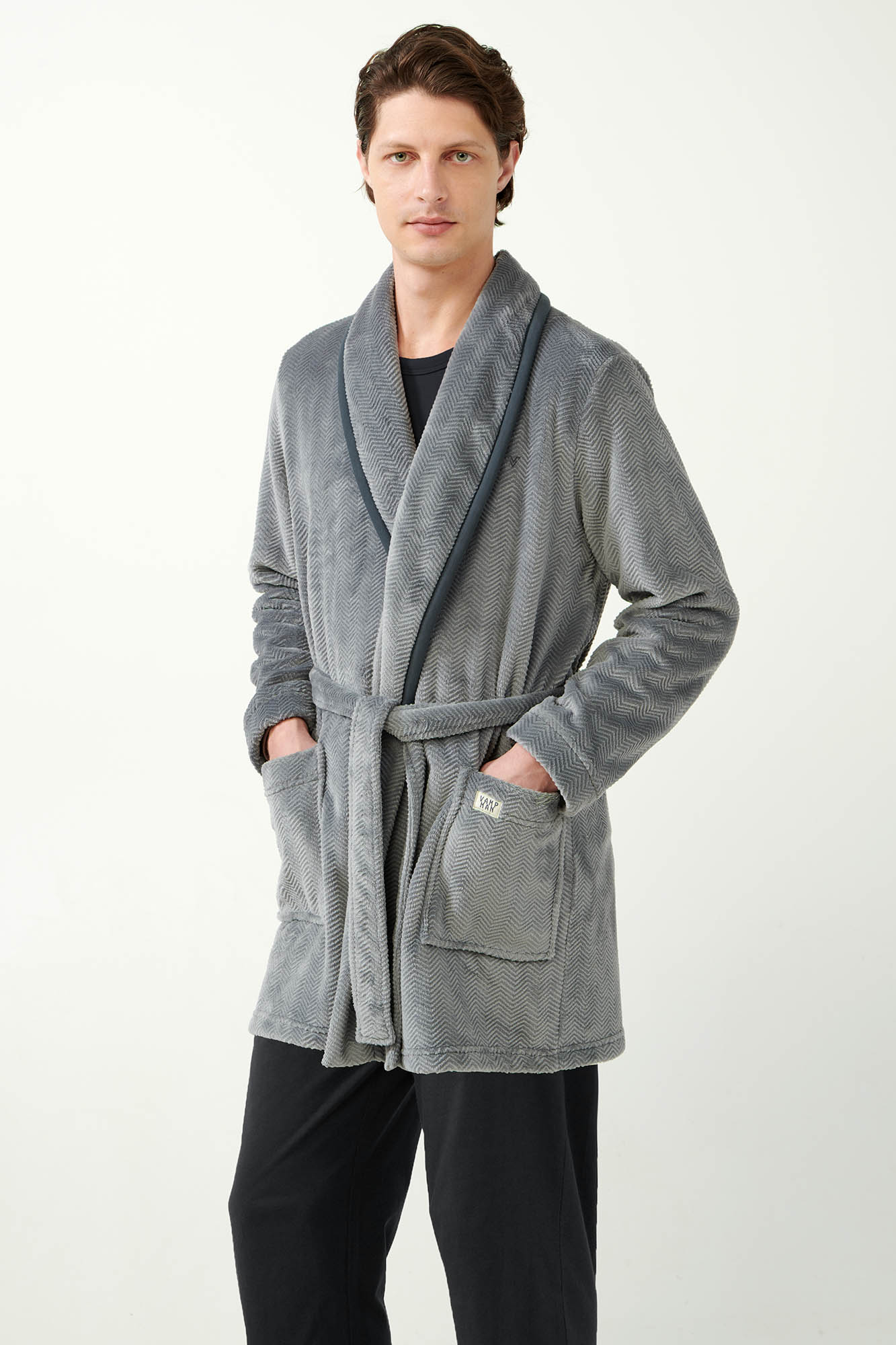 Μονόχρωμη Σταυρωτή Fleece Ρόμπα