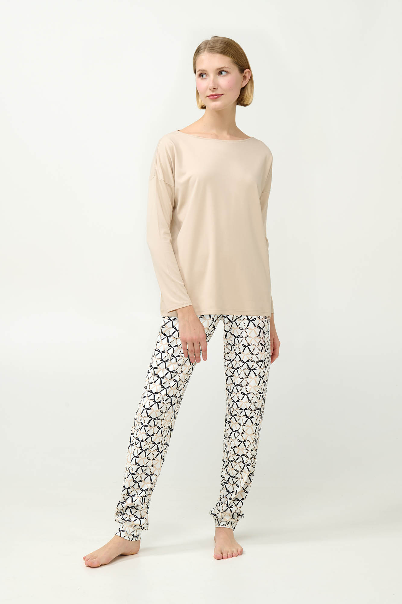 Γυναικεία Βαμβακερή Πυτζάμα με Μανσέτες