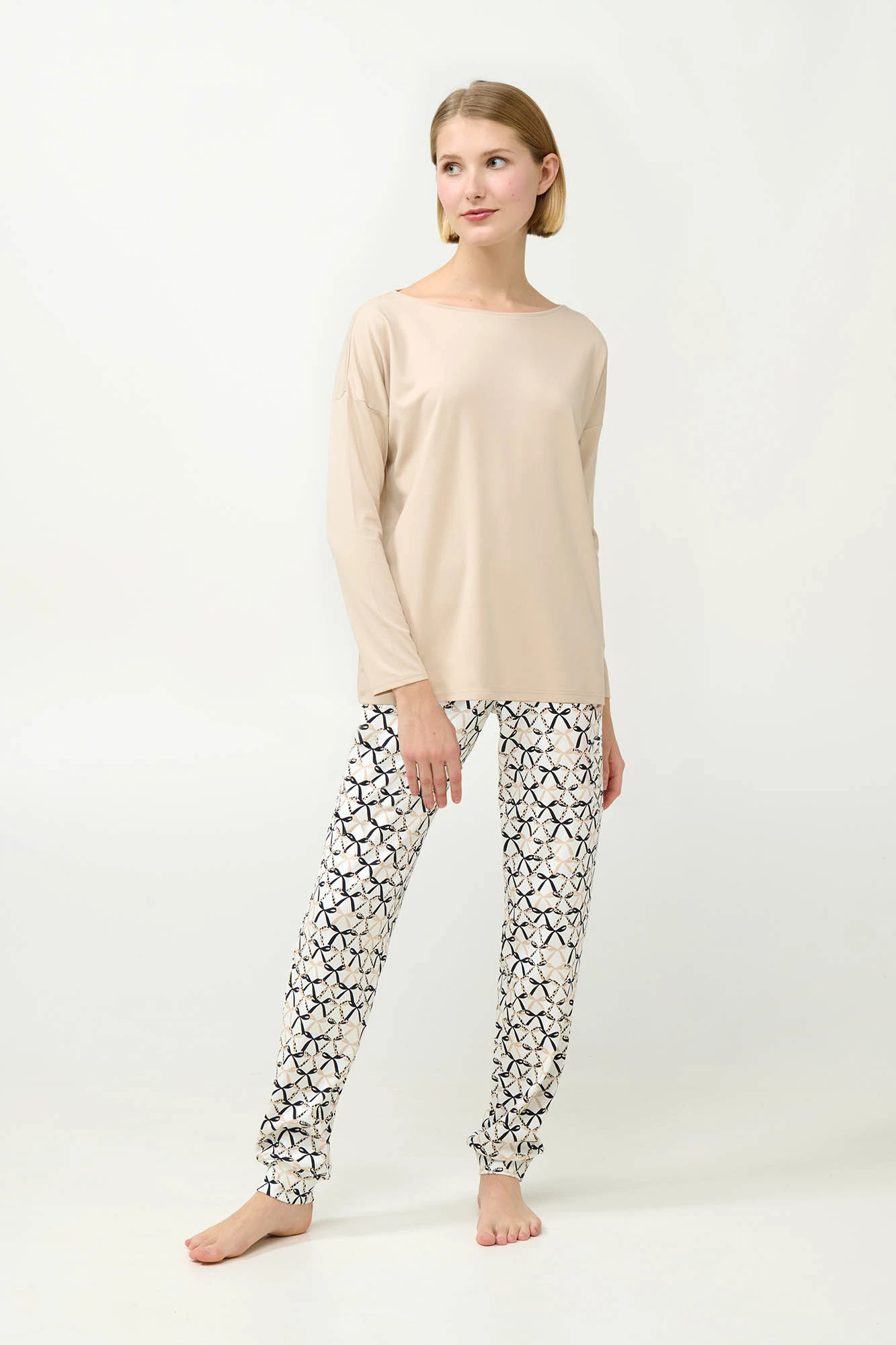 1_0643428085 Γυναικεία Βαμβακερή Πυτζάμα με Μανσέτες