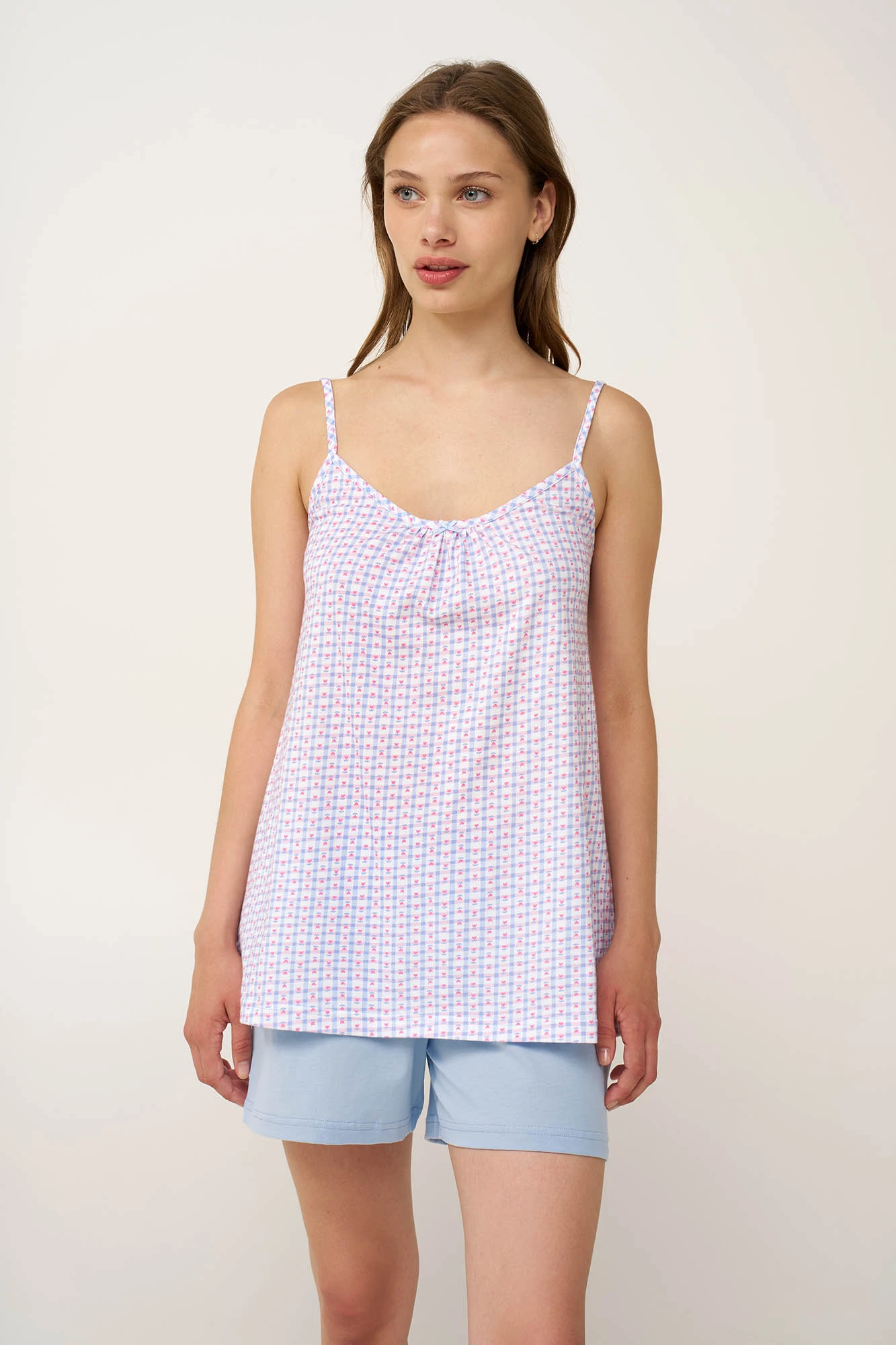 1_0651862048 Βαμβακερό Baby Doll με Τιράντες