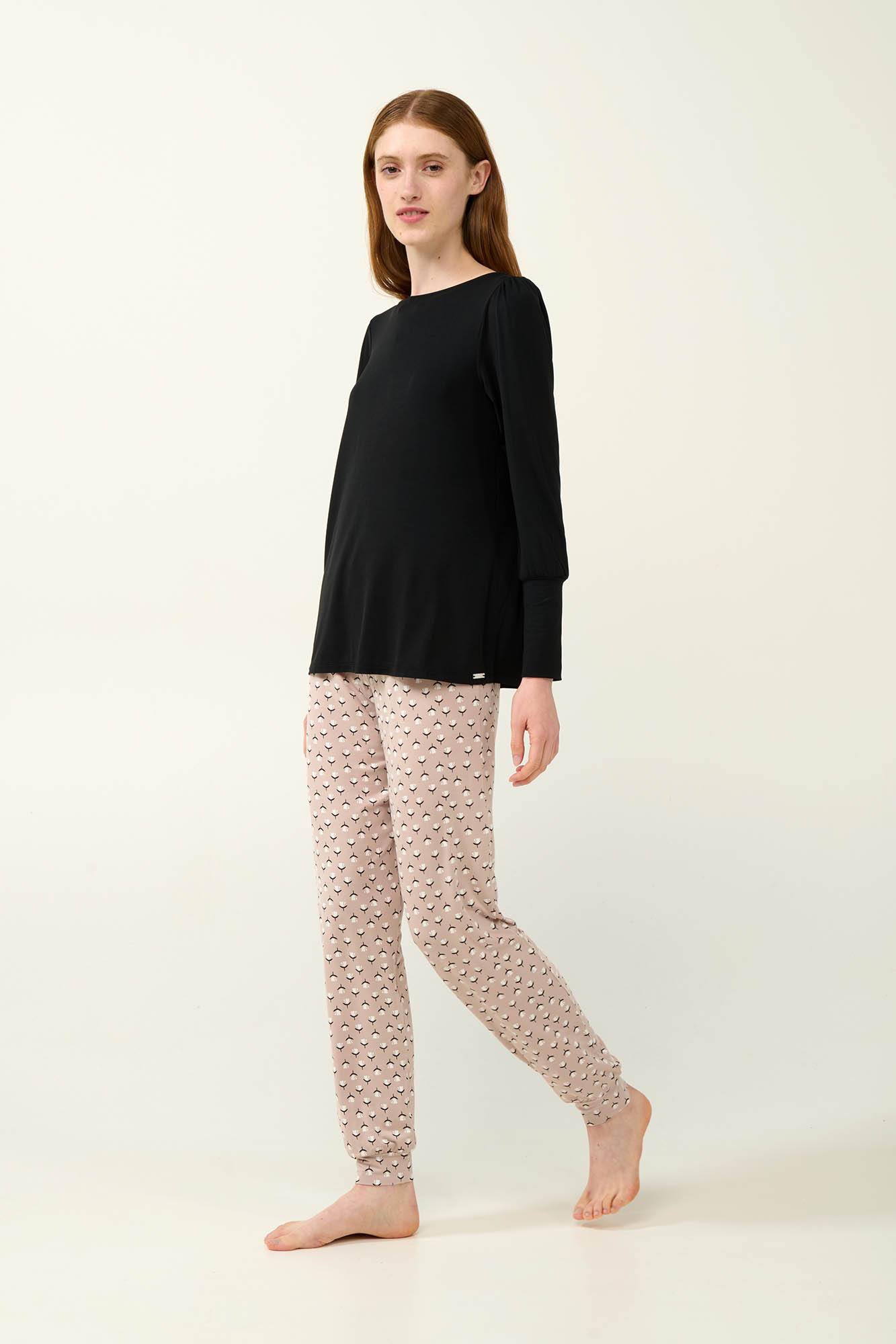 Φλοράλ Γυναικεία Πυτζάμα Micromodal με Μανσέτες