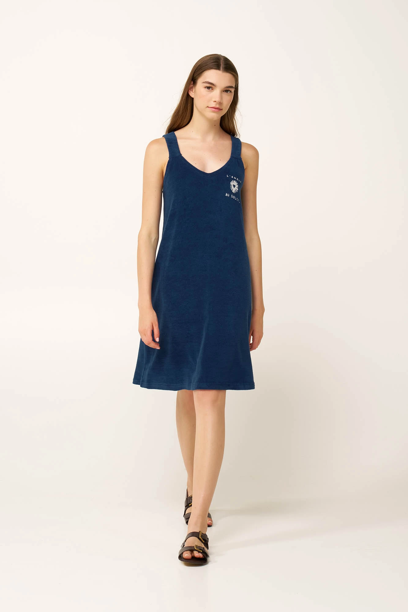 Αμάνικο Frottee Φόρεμα Θαλάσσης με V