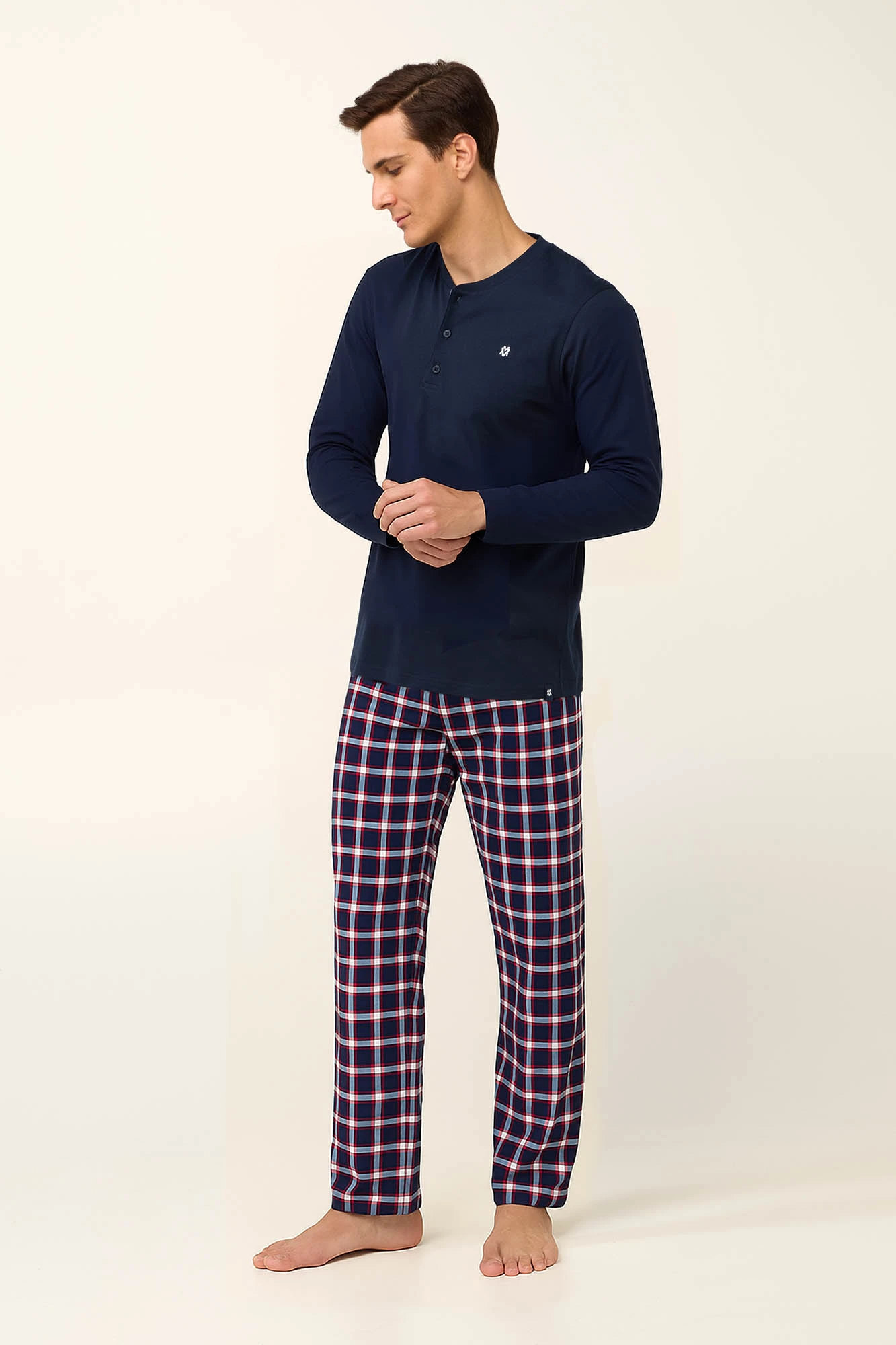 1_0674796636 Βαμβακερή Ανδρική Πυτζάμα με Πατιλέτα