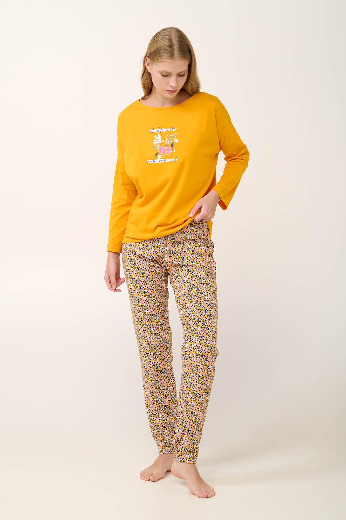 Φλοράλ Γυναικείες Πυτζάμες από Βαμβάκι
