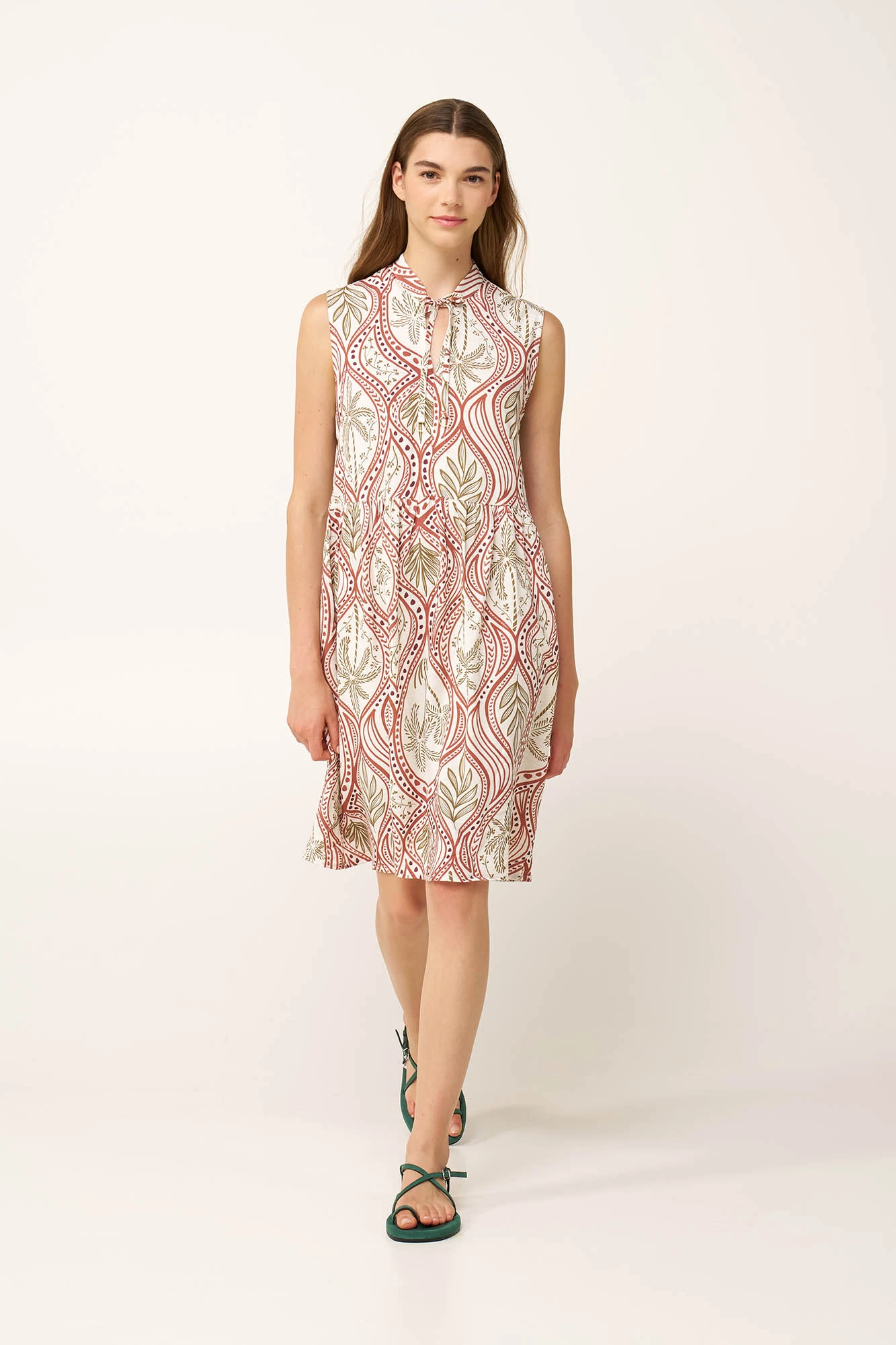 Γήινο Καλοκαιρινό Φόρεμα από Ποπλίνα