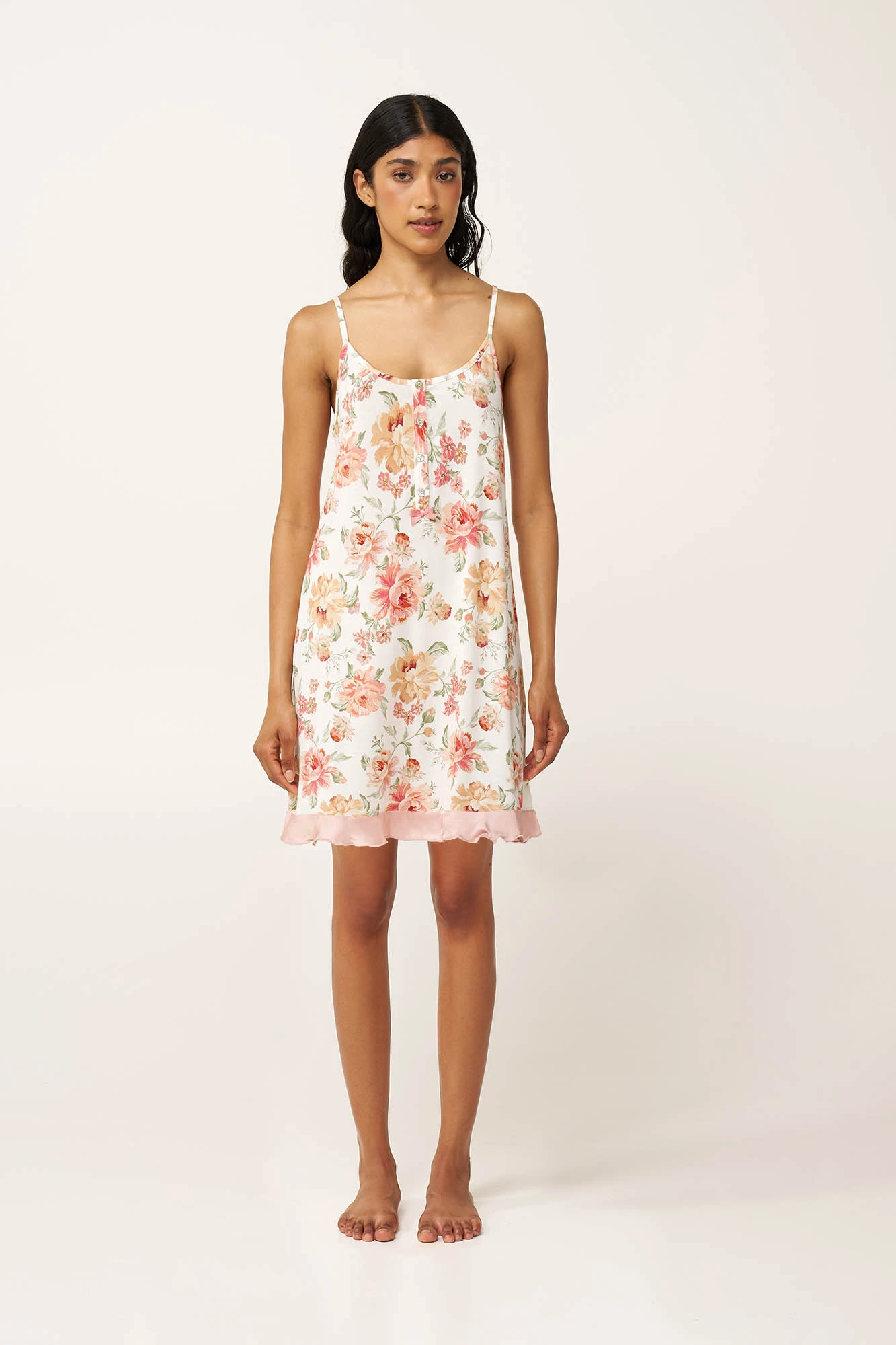 Φλοράλ Νυχτικό Micromodal με Πατιλέτα