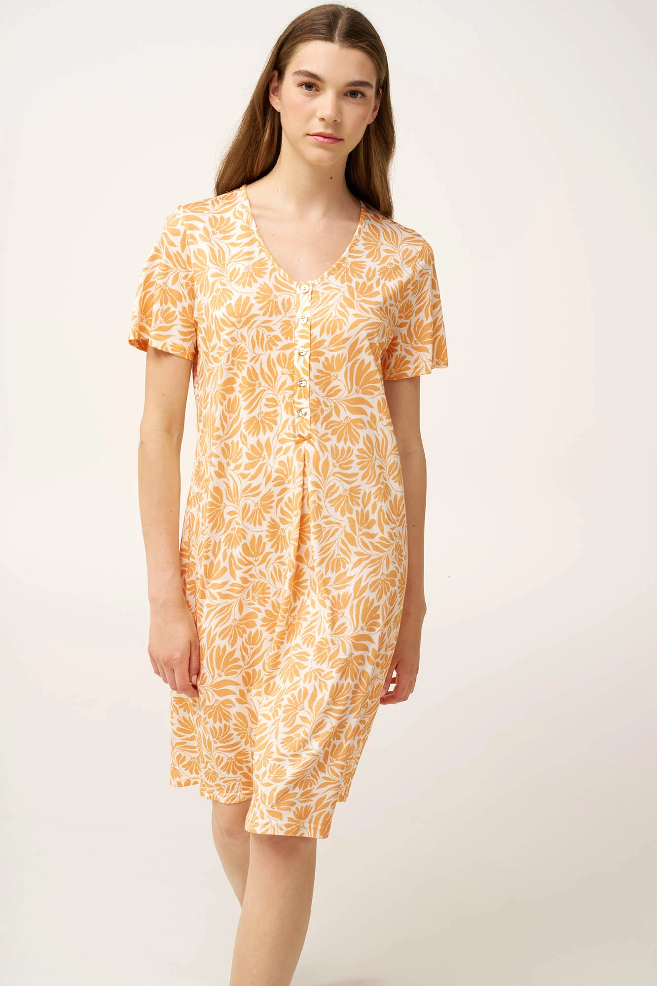 1_0703906425 Νυχτικό Cotton-Modal με Πατιλέτα και Πιέτα