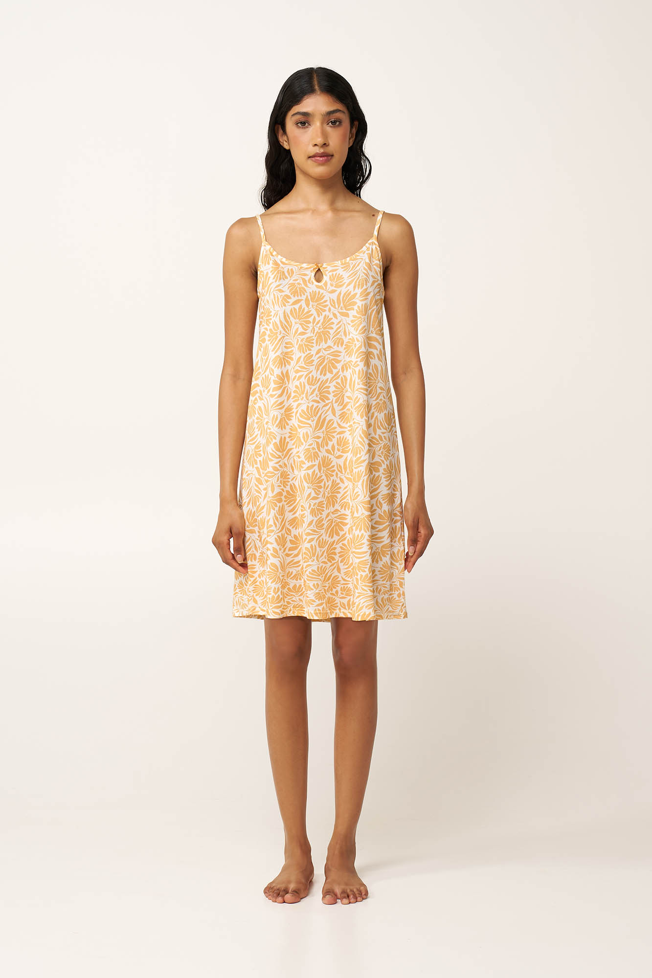 Φλοράλ Νυχτικό Cotton-Modal με Τιράντες