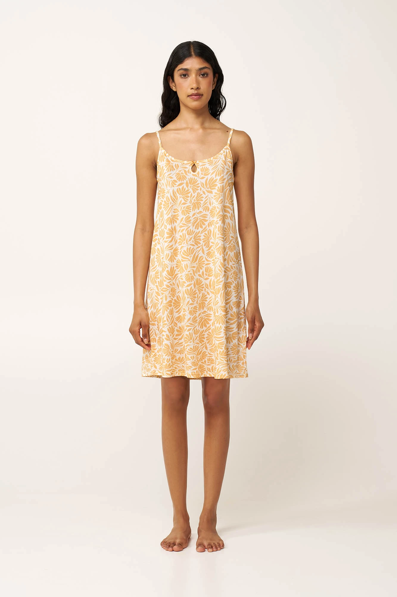 1_0703990650 Φλοράλ Νυχτικό Cotton-Modal με Τιράντες