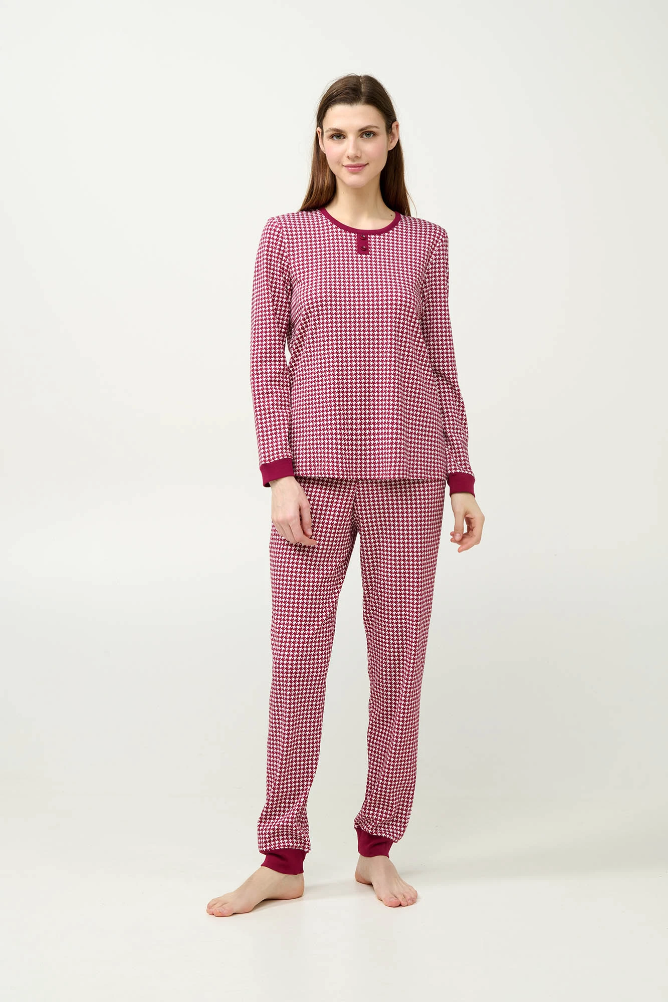 Βαμβακερή Γυναικεία Πυτζάμα με Μανσέτες