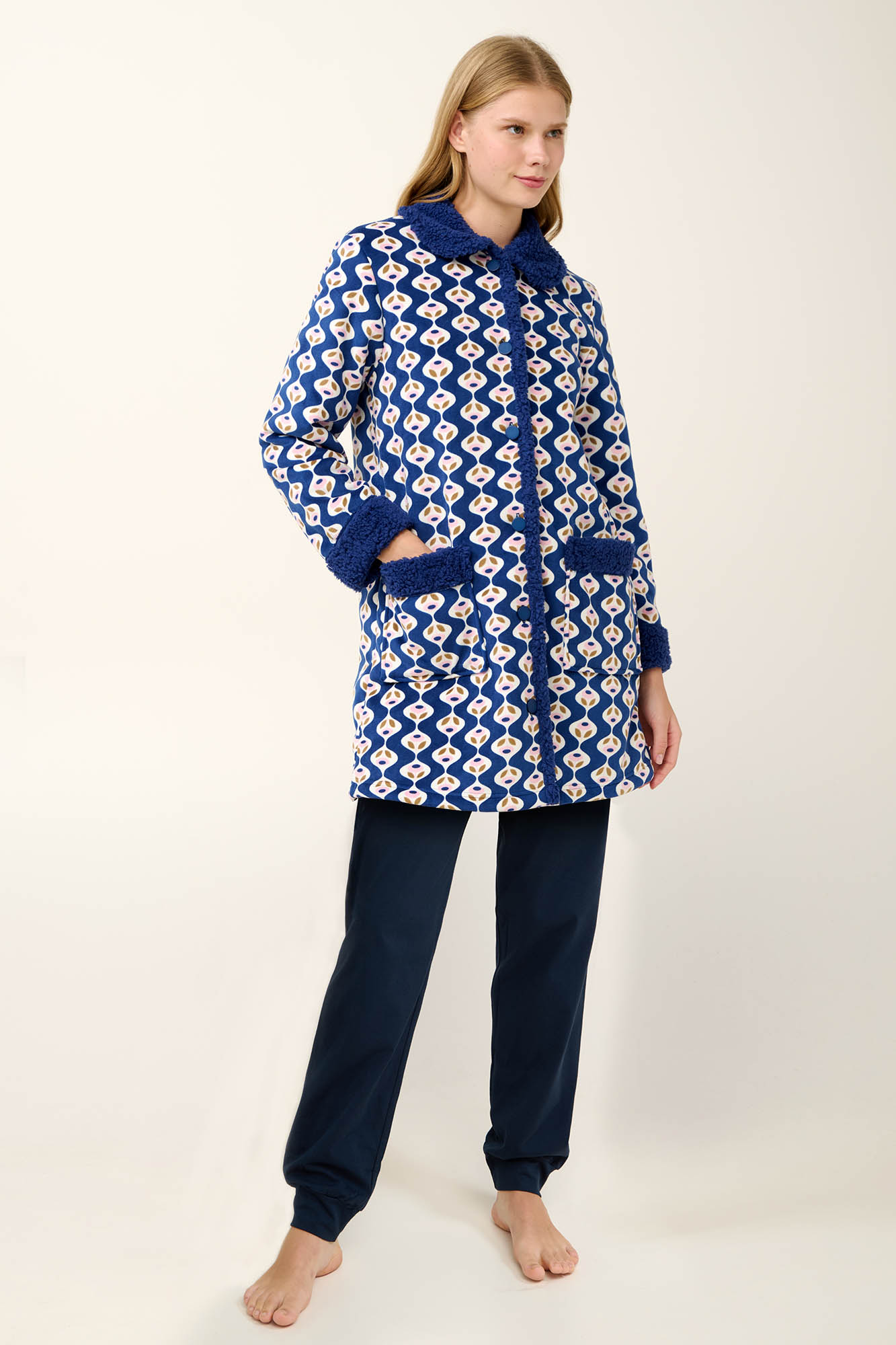 Γυναικεία Ρόμπα Fleece με Κουμπιά