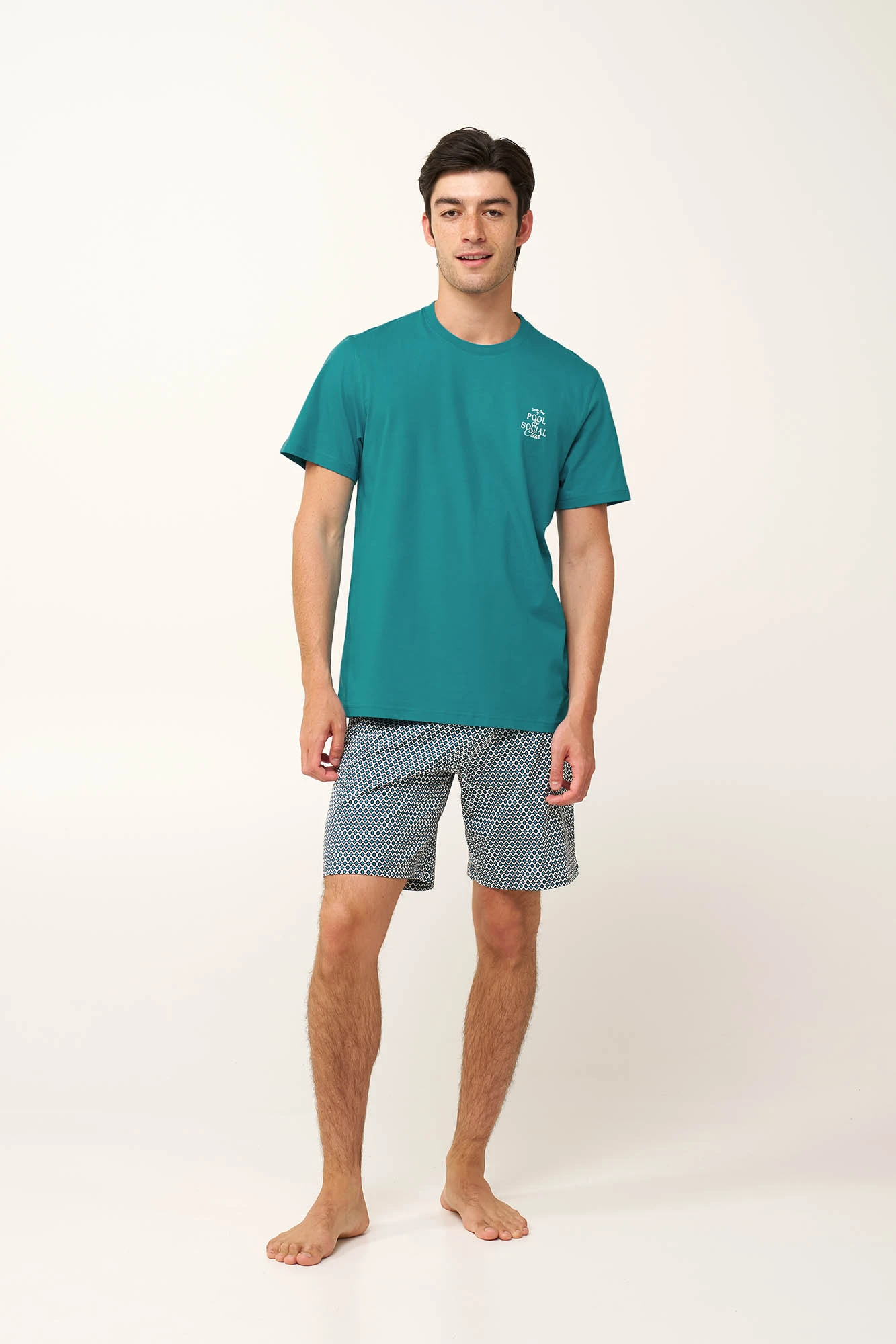 Βαμβακερή Ανδρική Πυτζάμα με Κοντό Μανίκι