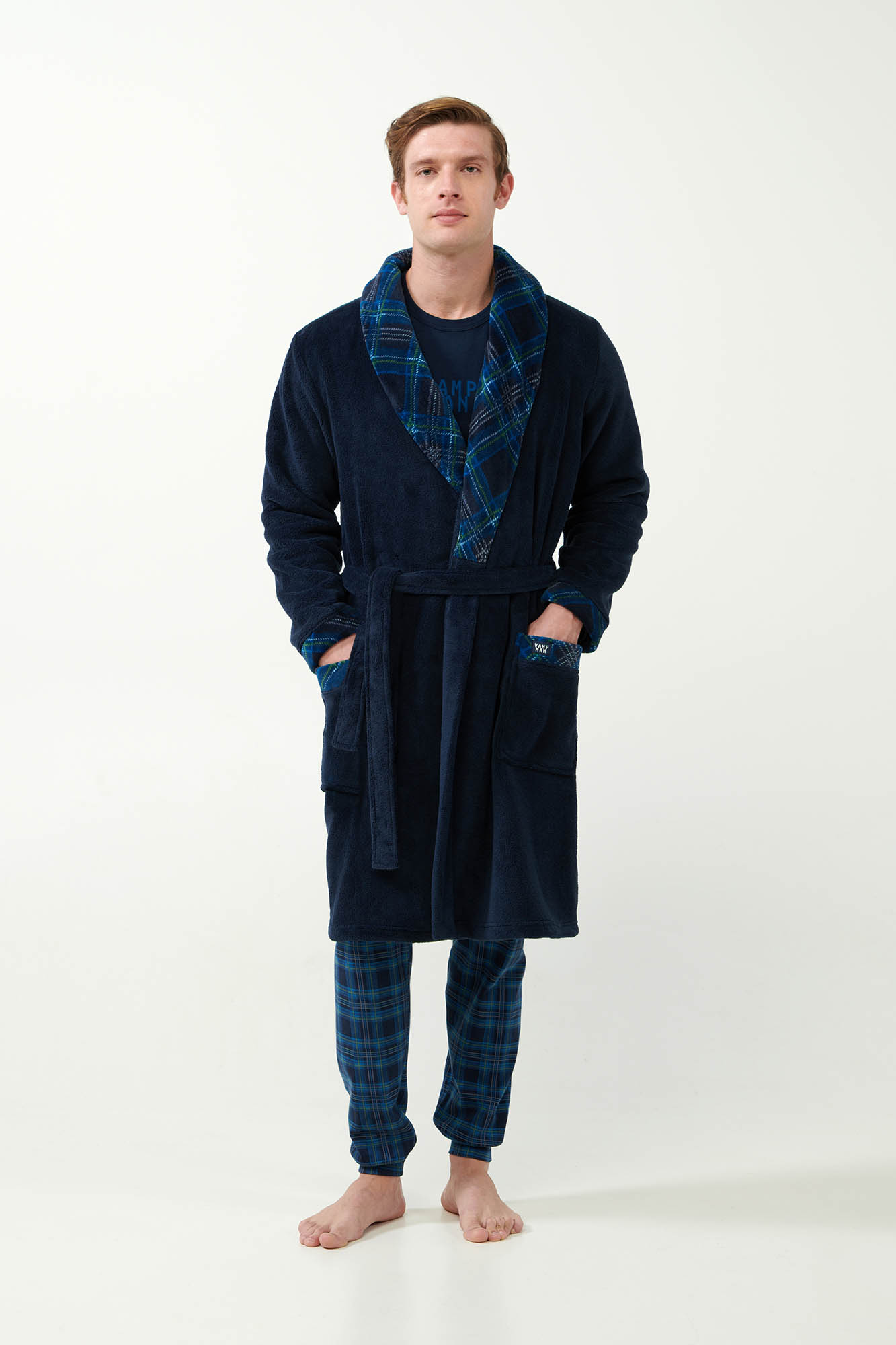 Μακριά Σταυρωτή Fleece Ρόμπα με Πέτο