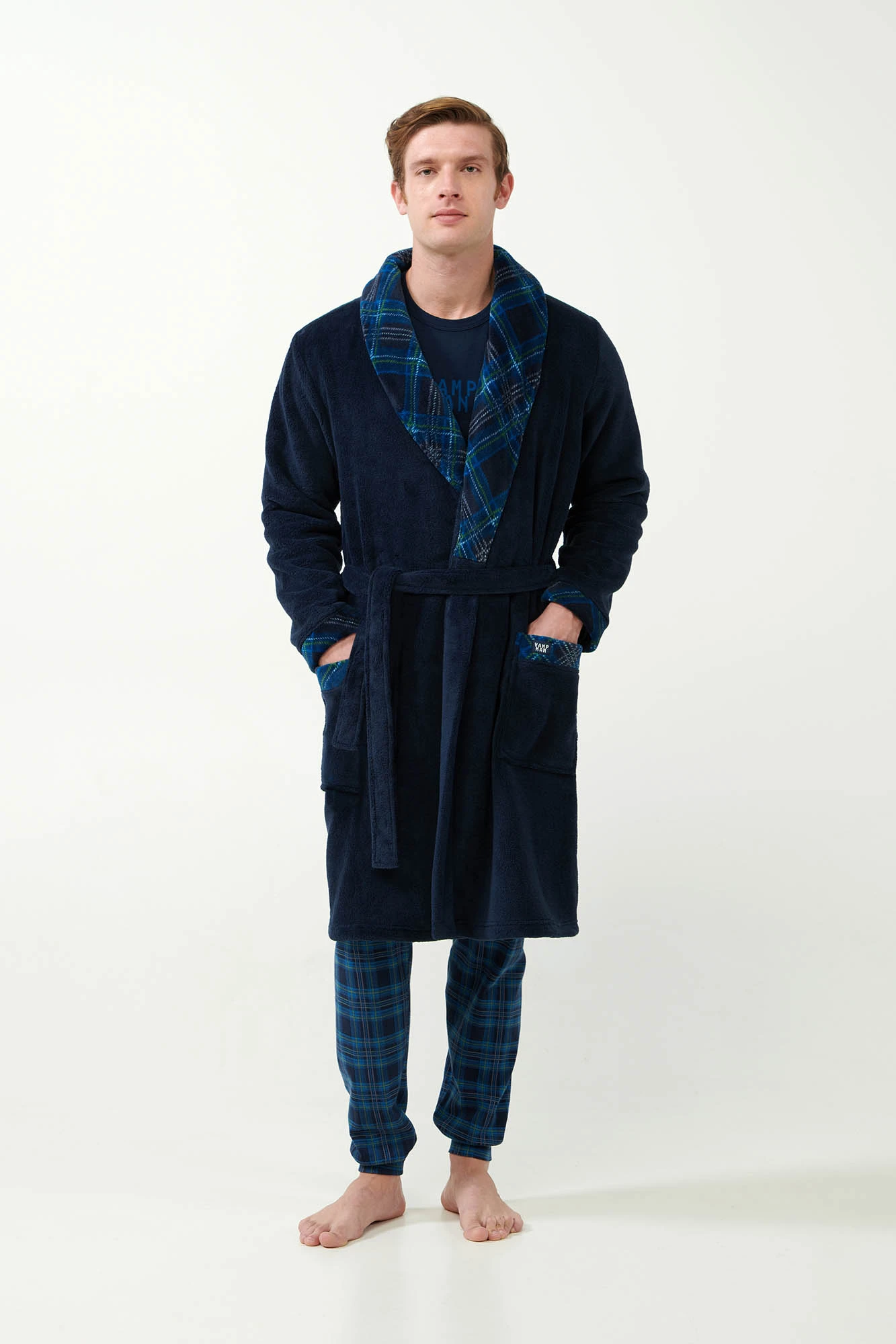 Μακριά Σταυρωτή Fleece Ρόμπα με Πέτο