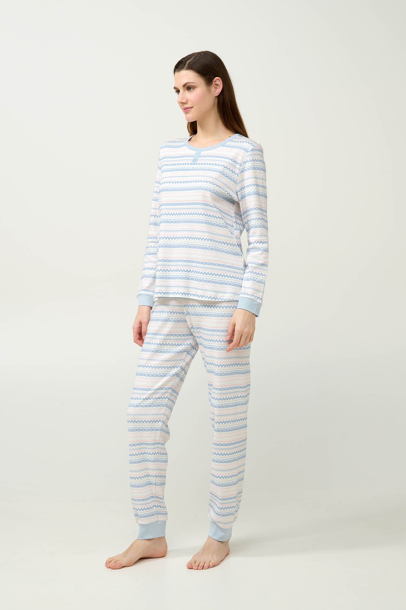 Γυναικεία Βαμβακερή Πυτζάμα με Μανσέτες