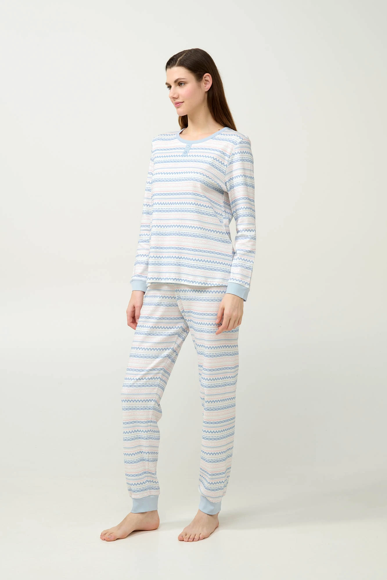 Γυναικεία Βαμβακερή Πυτζάμα με Μανσέτες