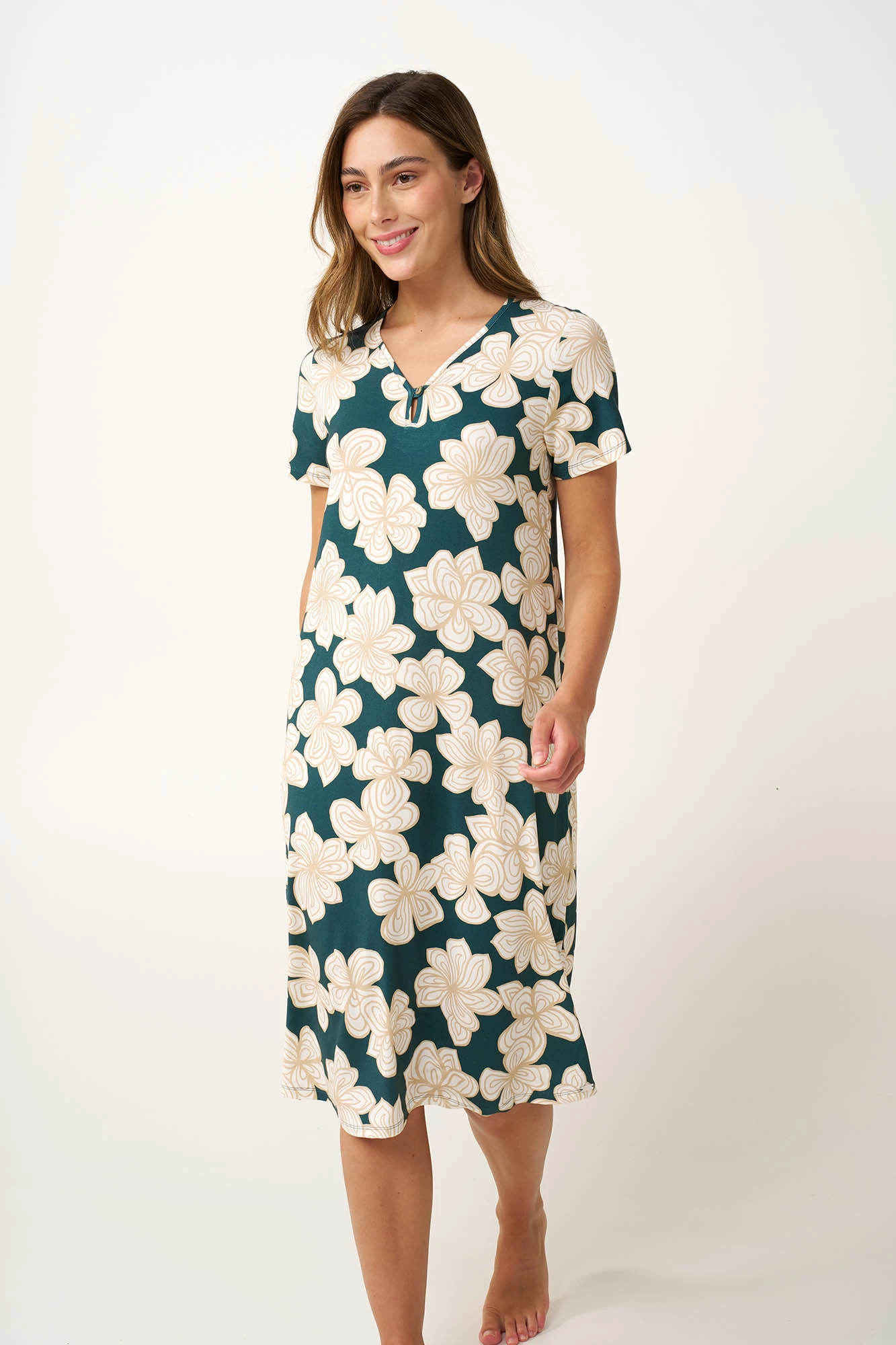 1_0852514201 Νυχτικό Micromodal με Κοντά Μανίκια