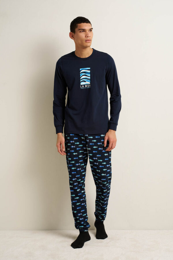 Βαμβακερή Ανδρική Πυτζάμα με Μανσέτες