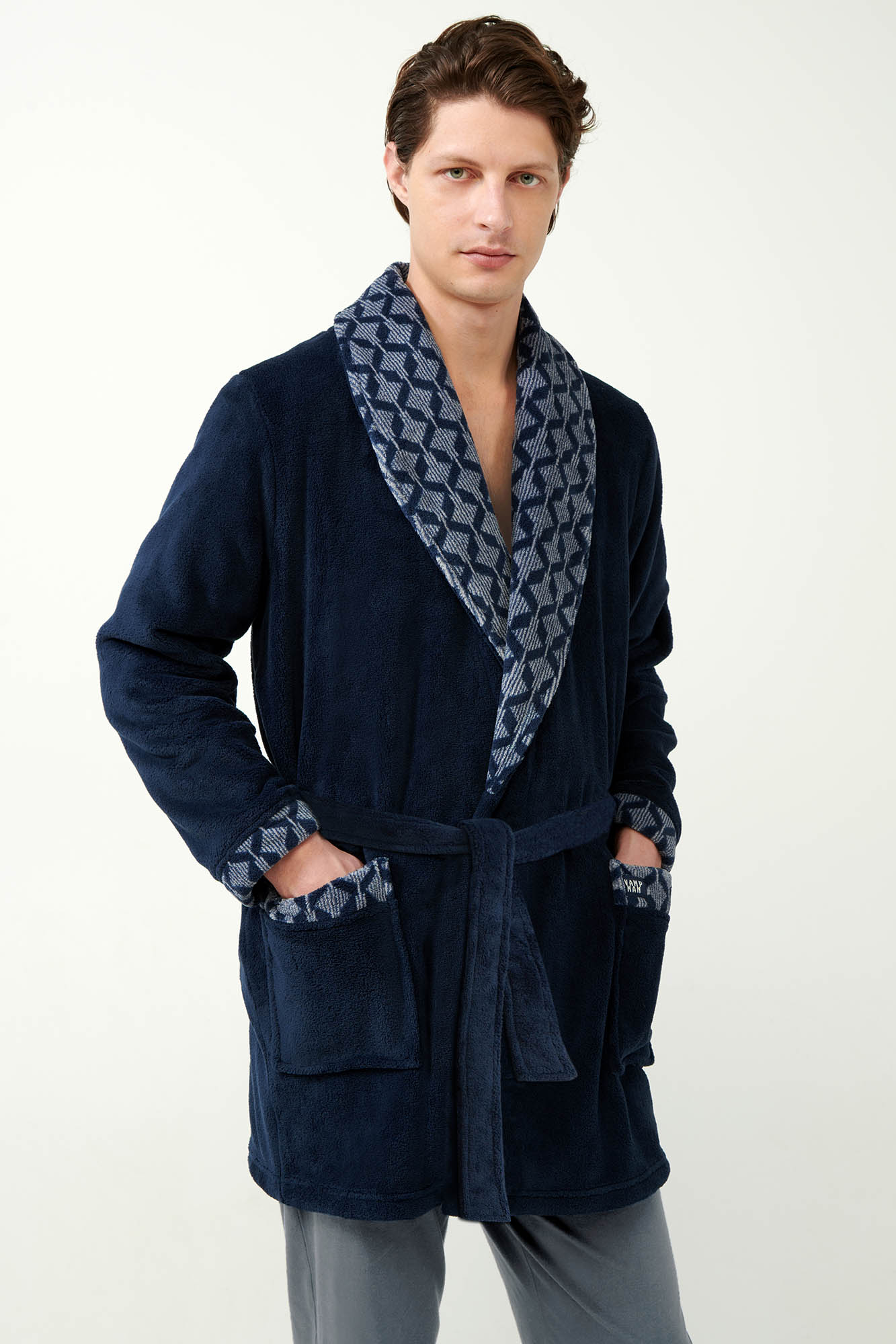 Σταυρωτή Fleece Ρόμπα με Πέτο