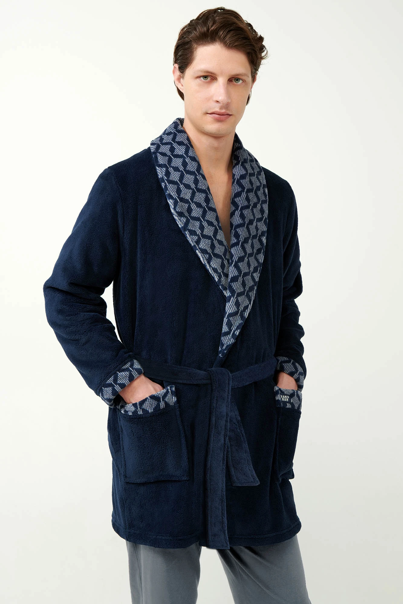 Σταυρωτή Fleece Ρόμπα με Πέτο