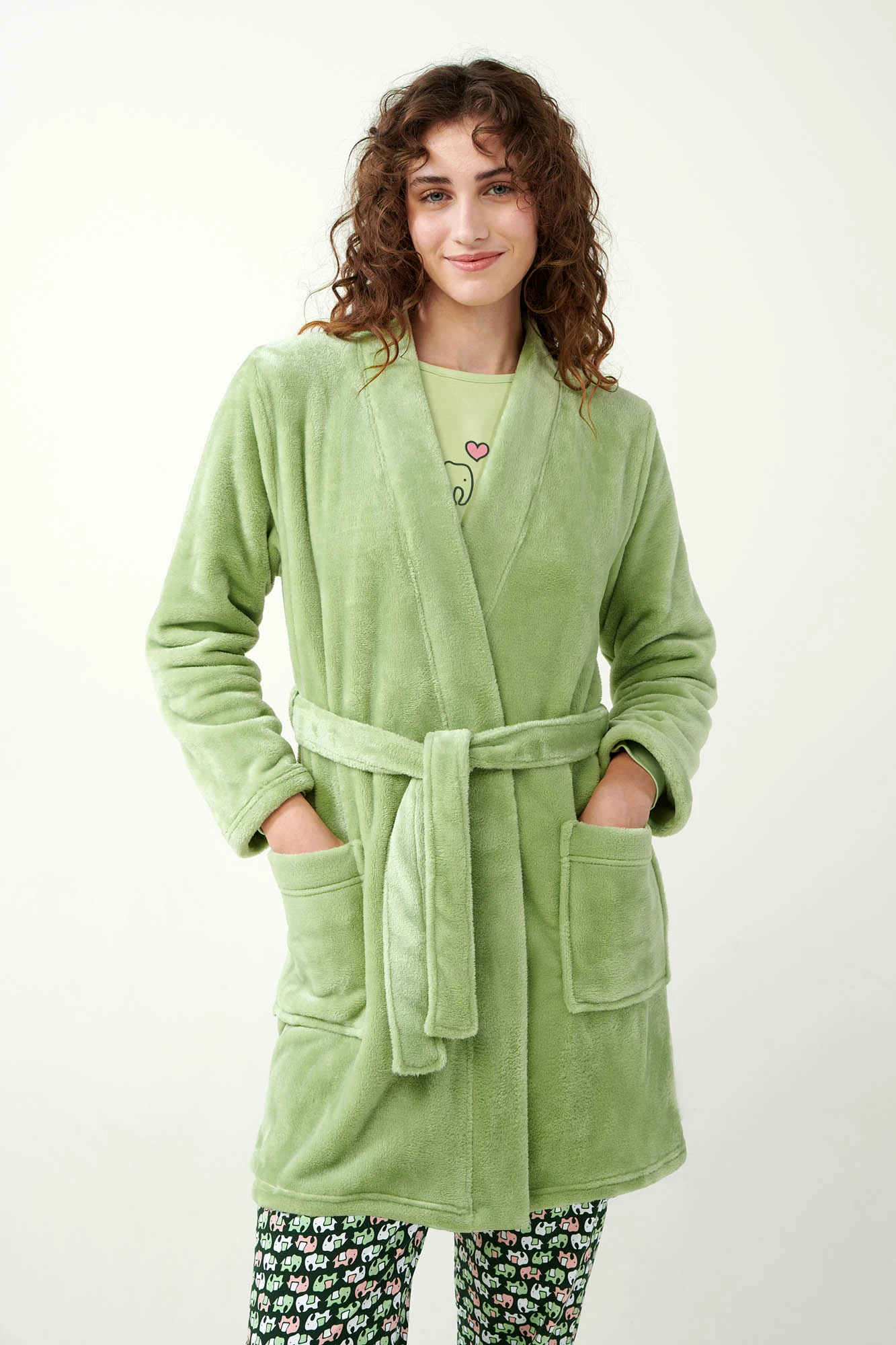 1_0882459734 Μονόχρωμη Σταυρωτή Fleece Ρόμπα