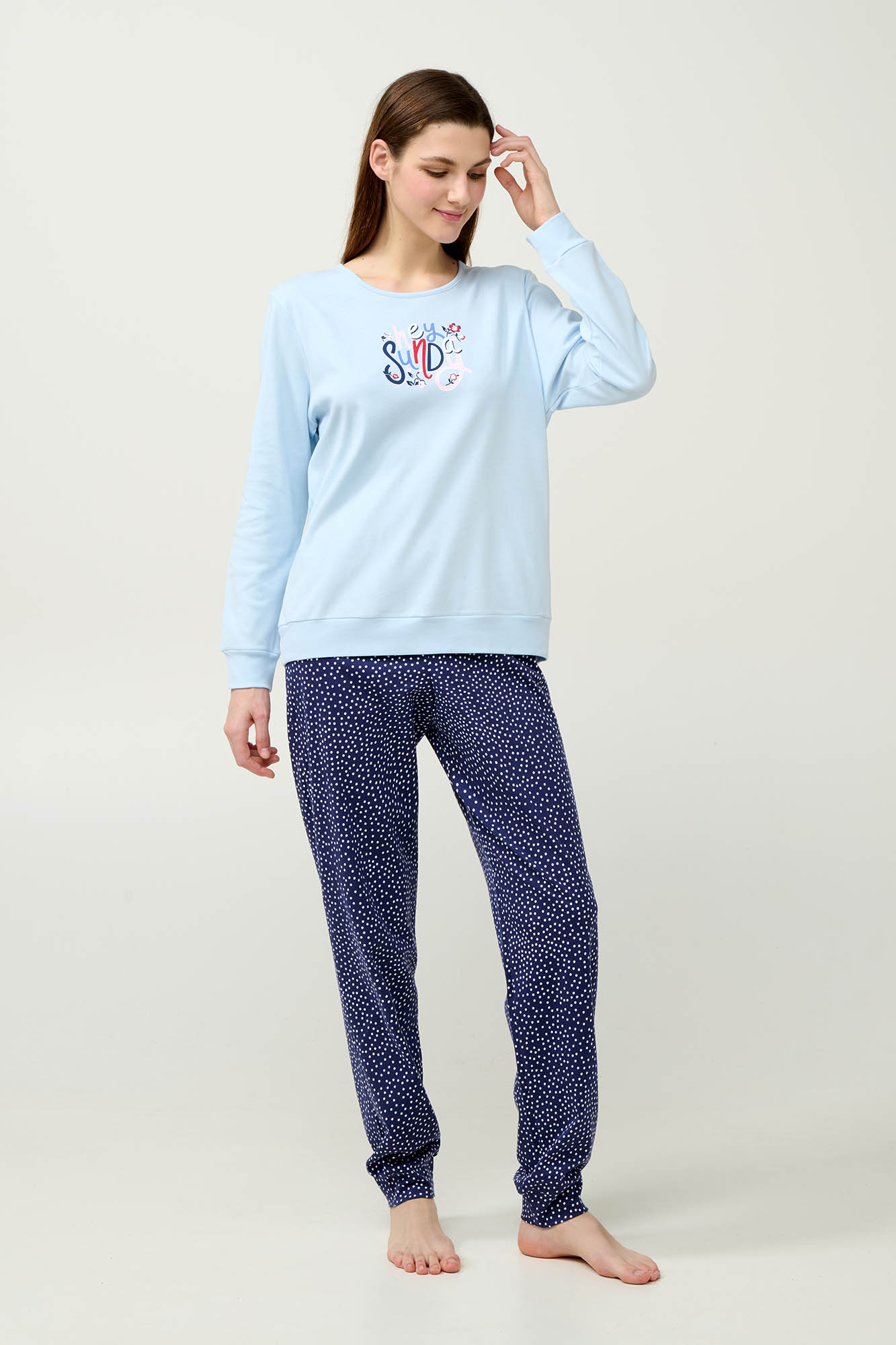 Γυναικεία Βαμβακερή Πυτζάμα με Μανσέτες