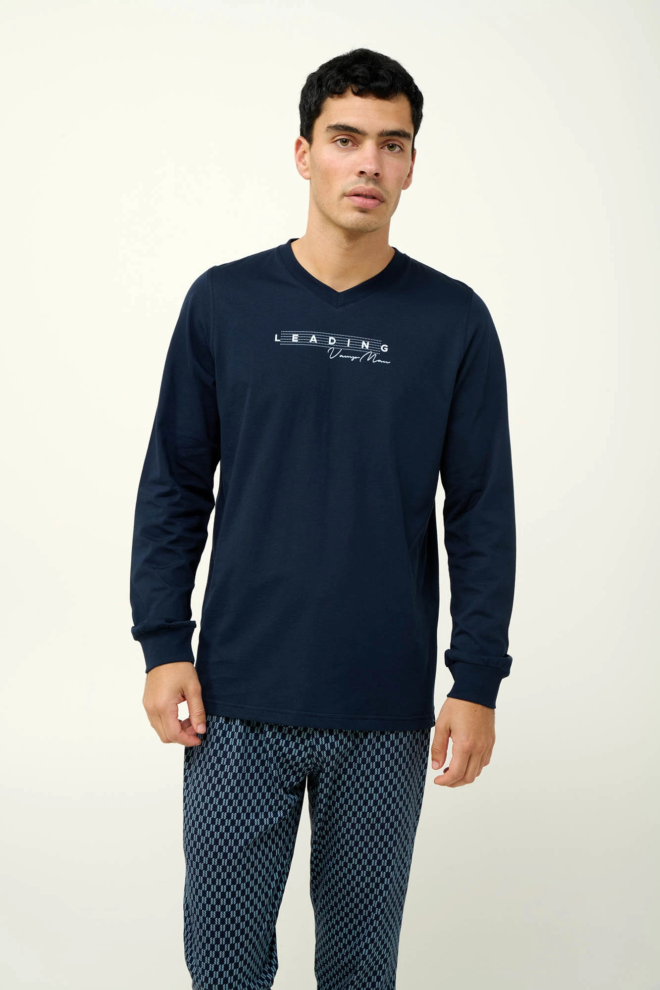 1_0894385097 Ανδρική Βαμβακερή Πυτζάμα με Μανσέτες