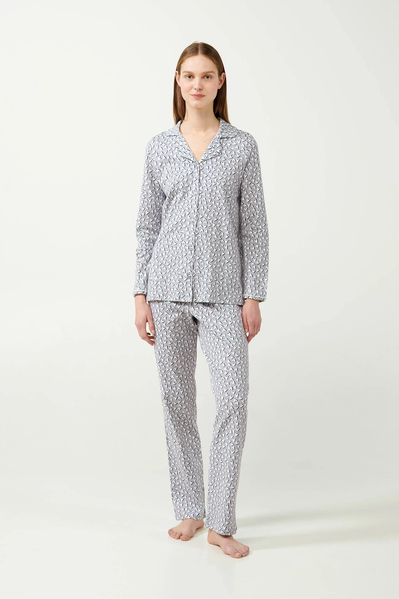 Interlock Κουμπωτή Πυτζάμα με Καρδιές