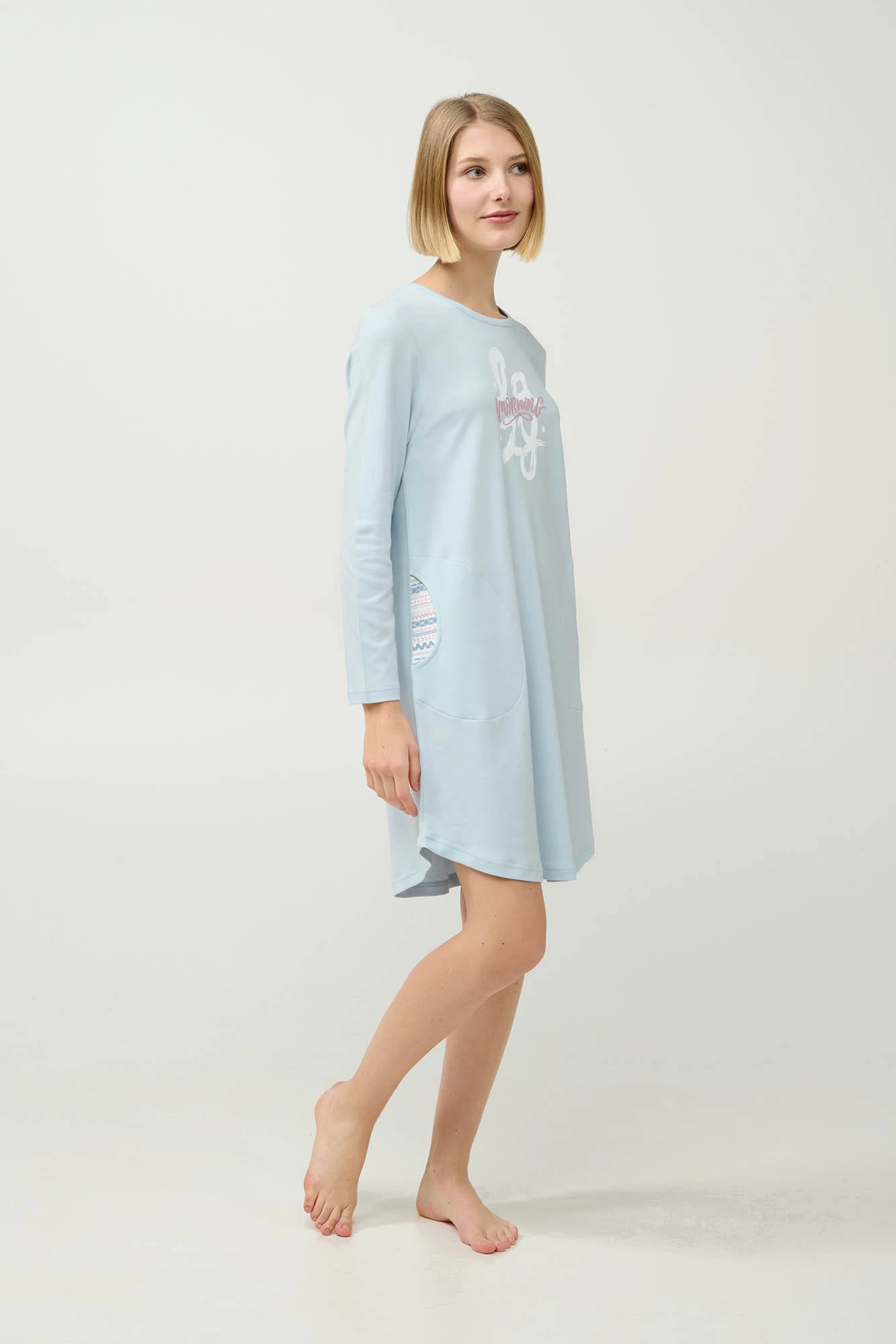 Γυναικείο Βαμβακερό Νυχτικό με Τσέπες