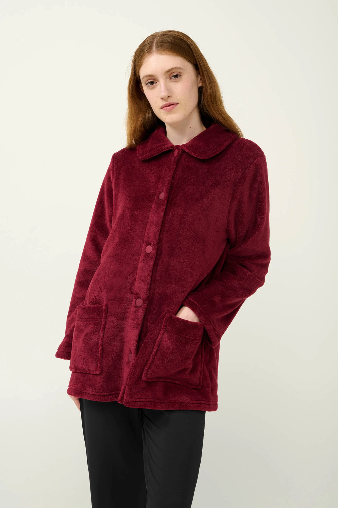 1_0929750061 Γυναικεία Κουμπωτή Fleece Ρόμπα