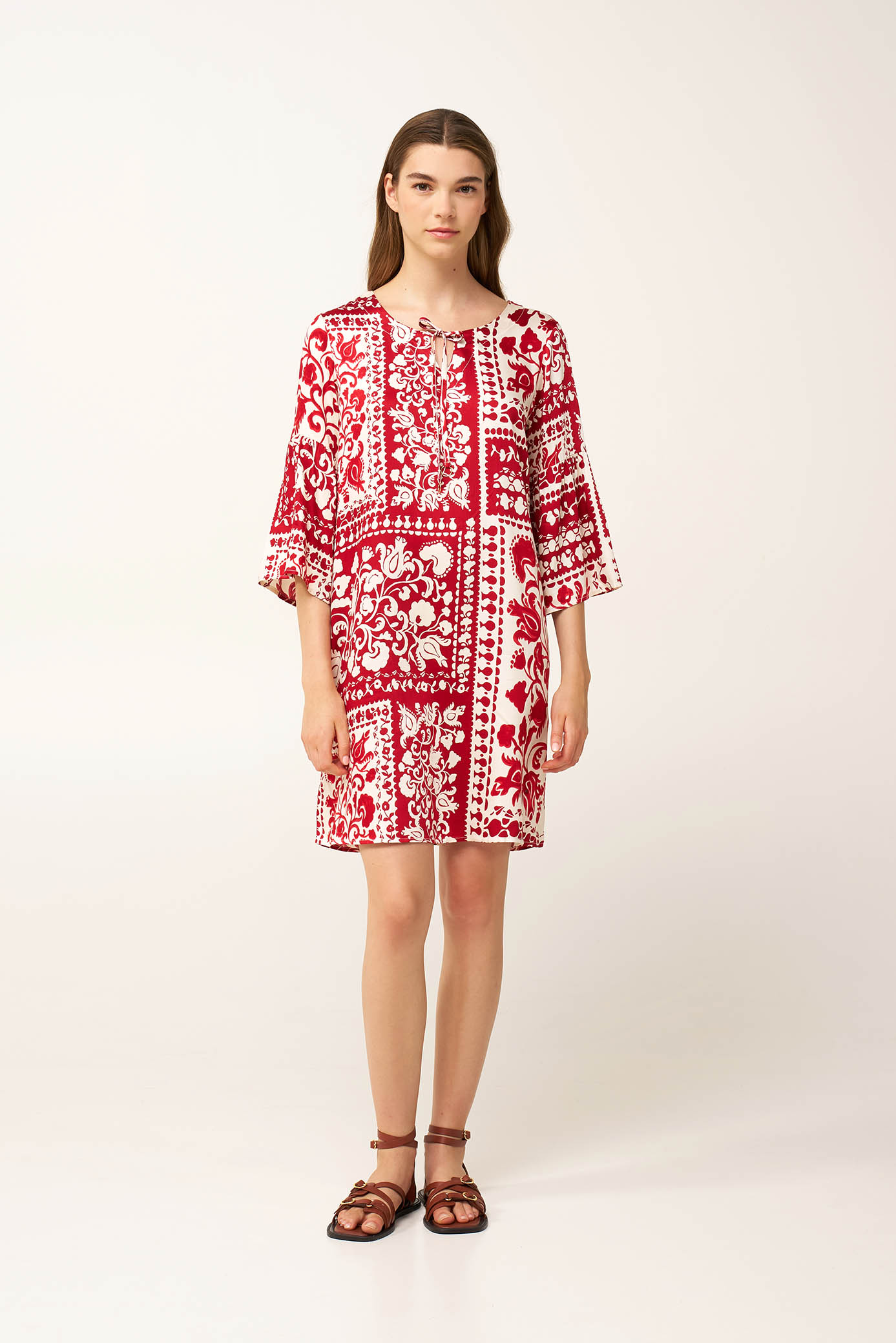 Καλοκαιρινό Φόρεμα με Μανίκι από Ποπλίνα