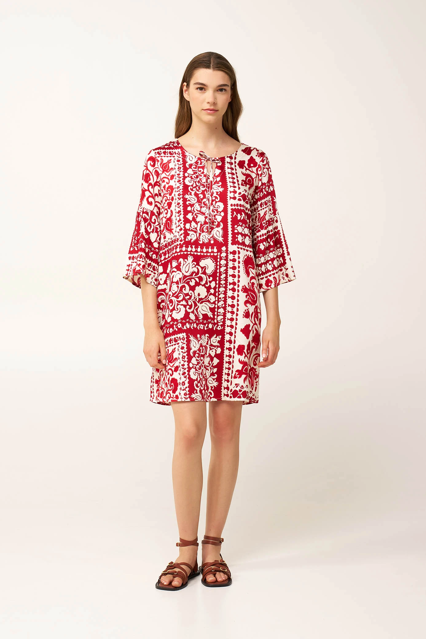 Καλοκαιρινό Φόρεμα με Μανίκι από Ποπλίνα