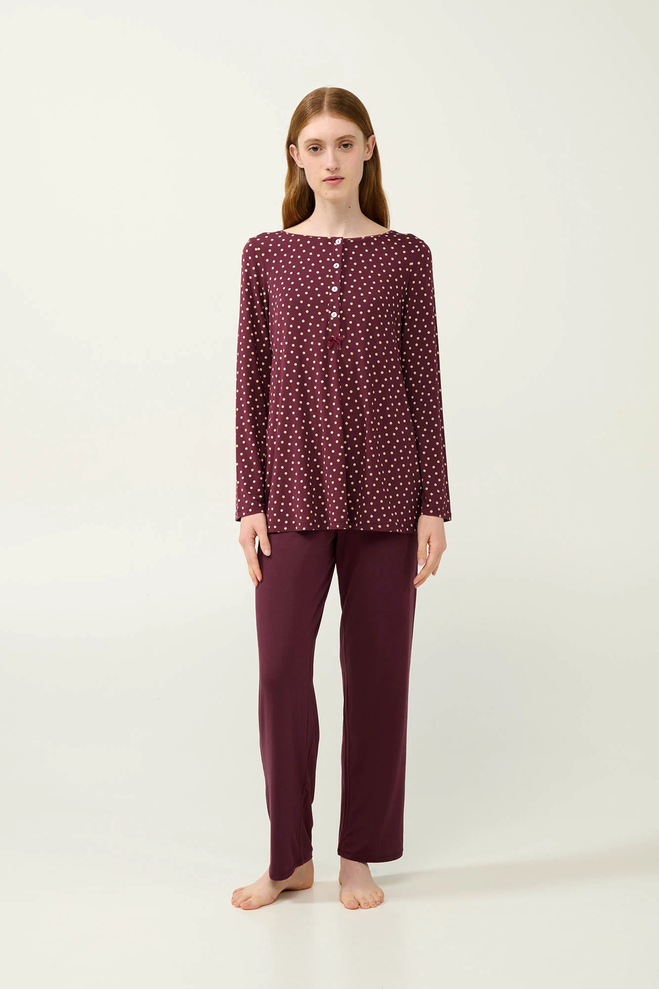 Γυναικεία Πουά Πυτζάμα Micromodal με Πατιλέτα